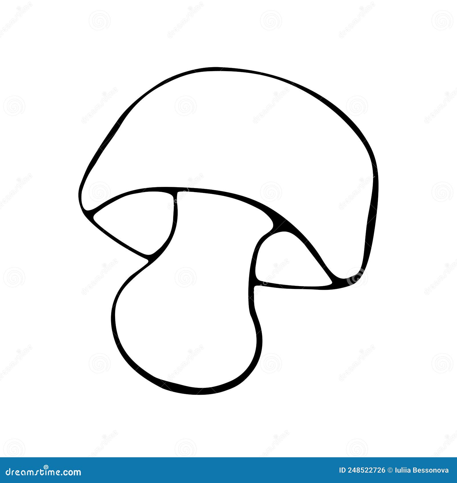 Hand Drawn Vector Mushroom. Illustration for Coloring Book Design ...
