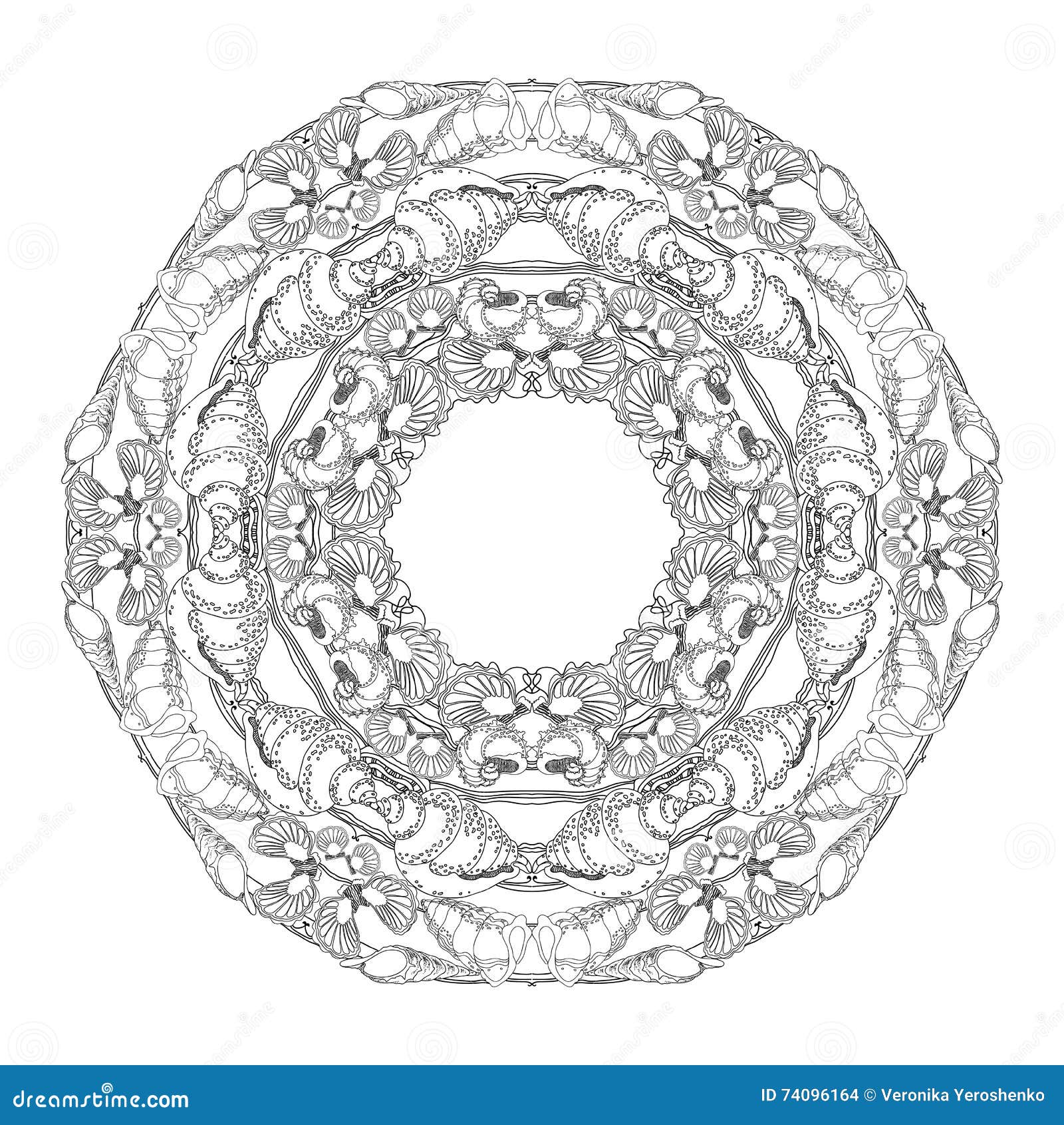 Download Nautical Mandala With Octopus Tentacles And Floral Elements. Vector Illustration | CartoonDealer ...