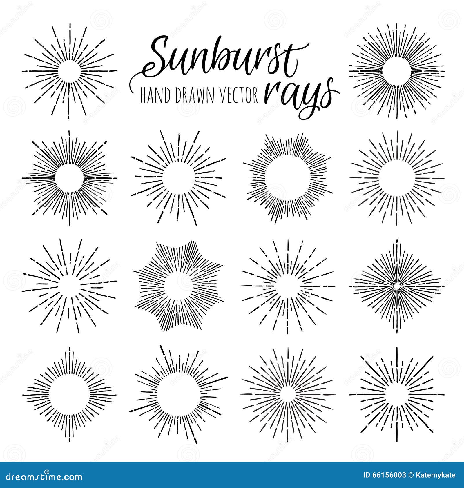 hand drawn  vintage s - sunburst (bursting) rays.