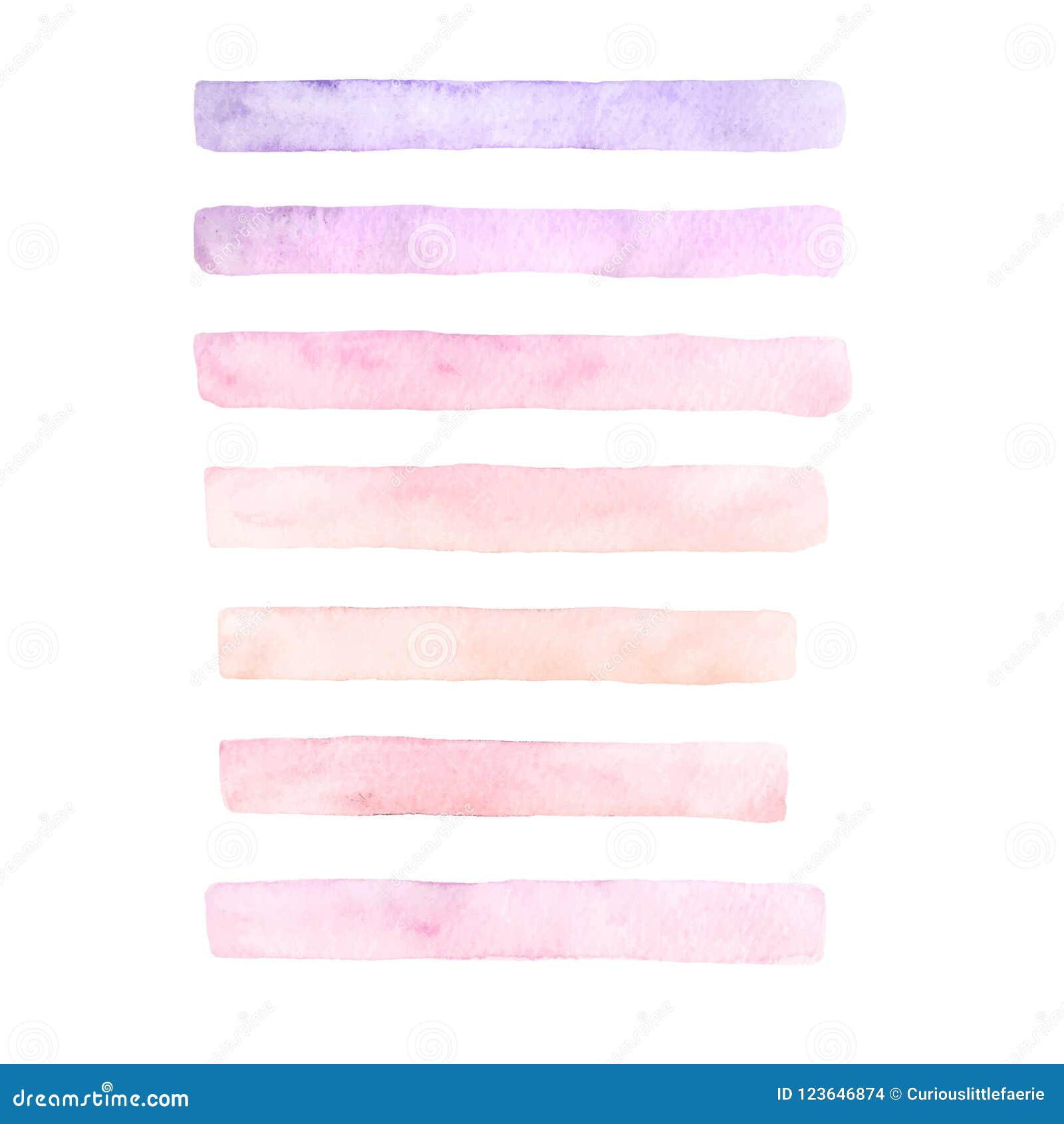 Hand Drawn Vector Watercolor Set of Brushstrokes of Yellow, Pink and ...