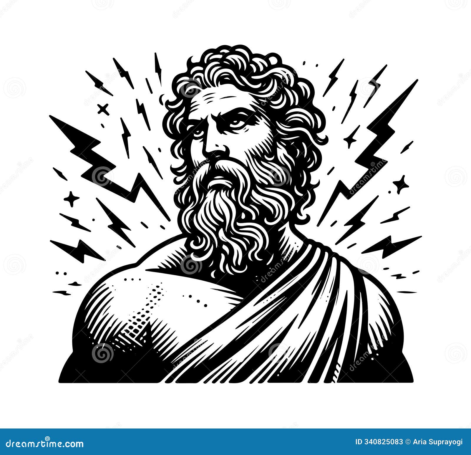 greek god zeus hand drawn 