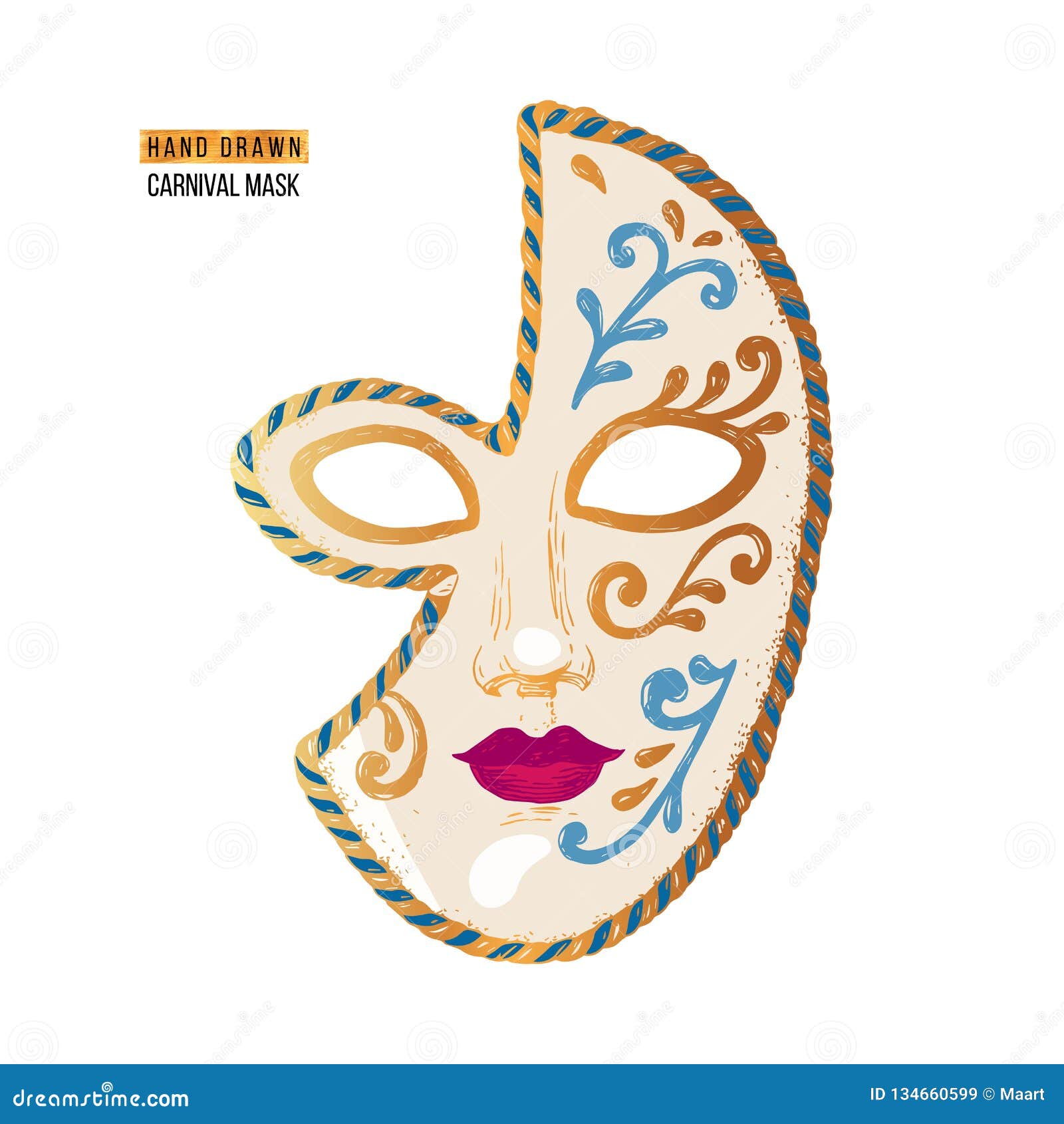 Hand Drawn Carnival Face Mask Stock Vector Illustration of