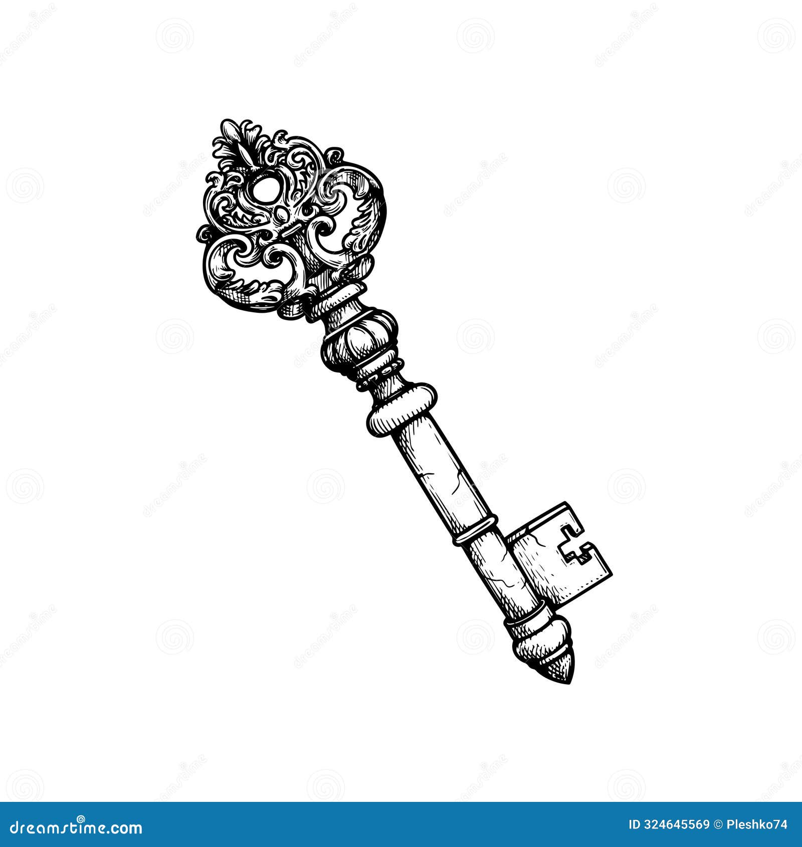 hand drawn vintage key. sketch style retro . safety and private .  