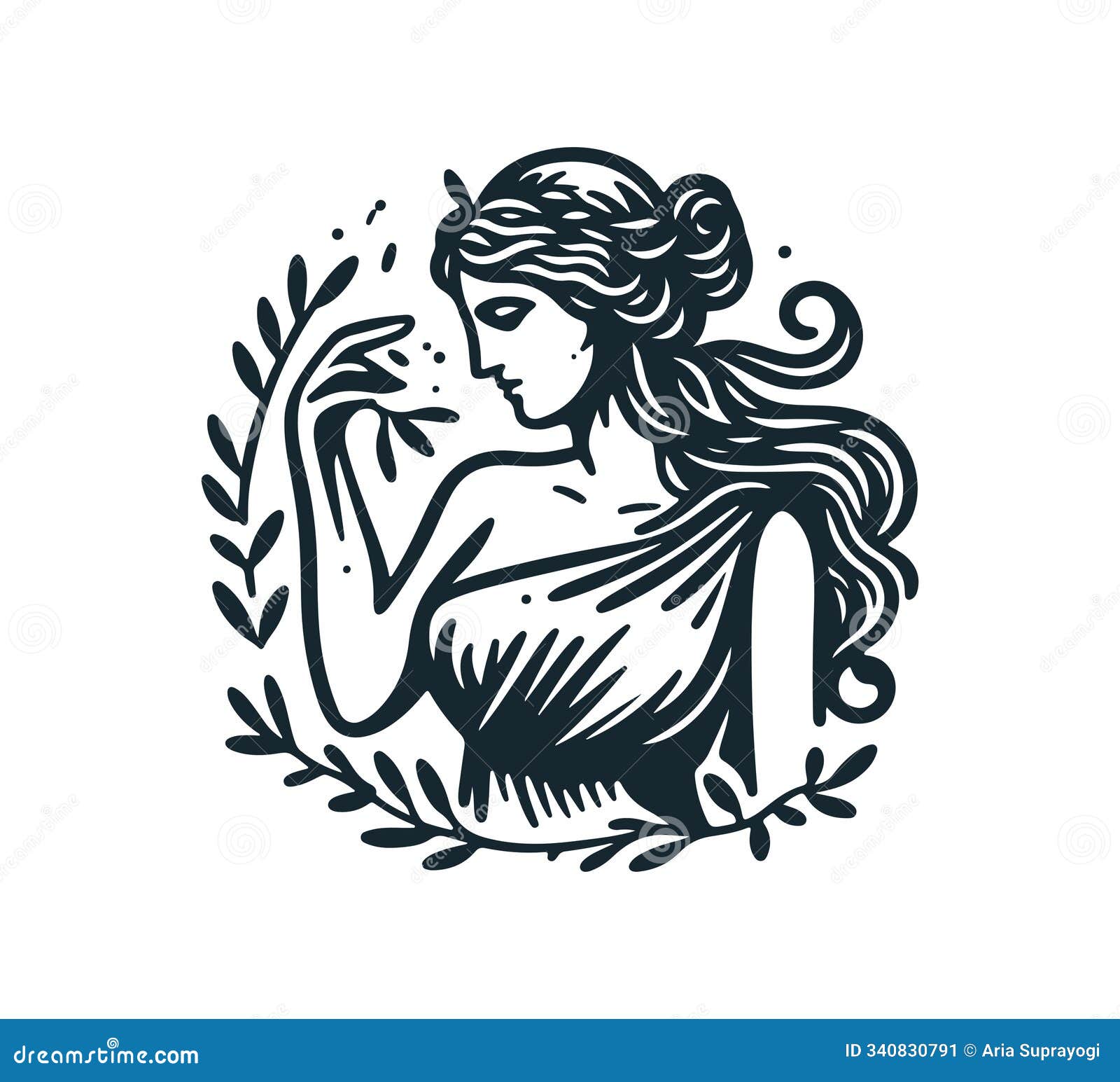 greek goddess aphrodite hand drawn vintage 