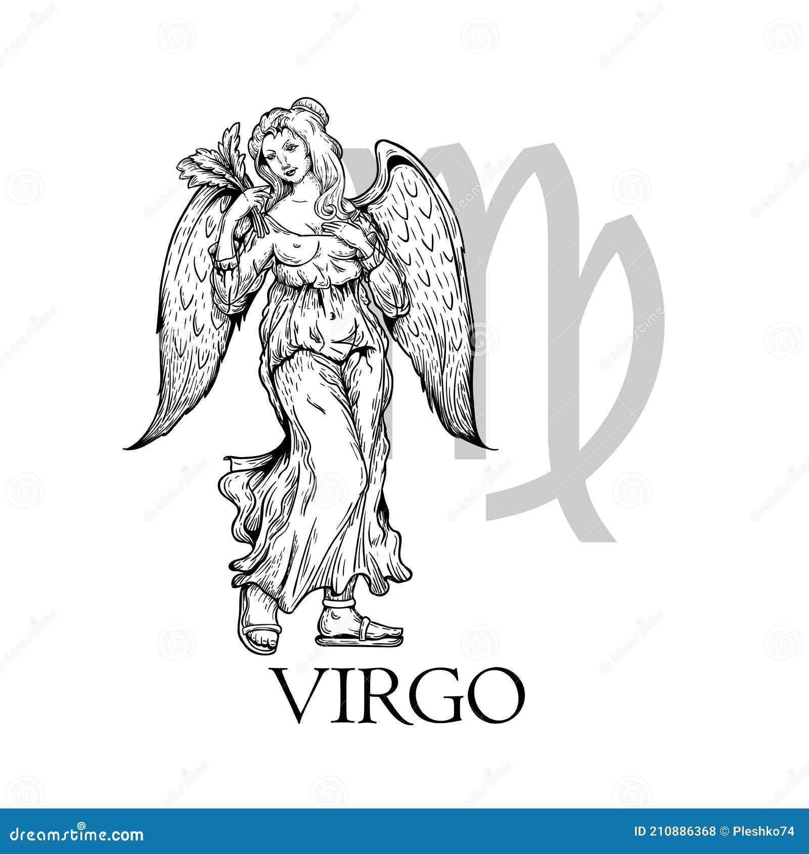 Virgo Zodiac Sign Hand Drawing Coloring Stock Vector Royalty Free  2097887380  Shutterstock