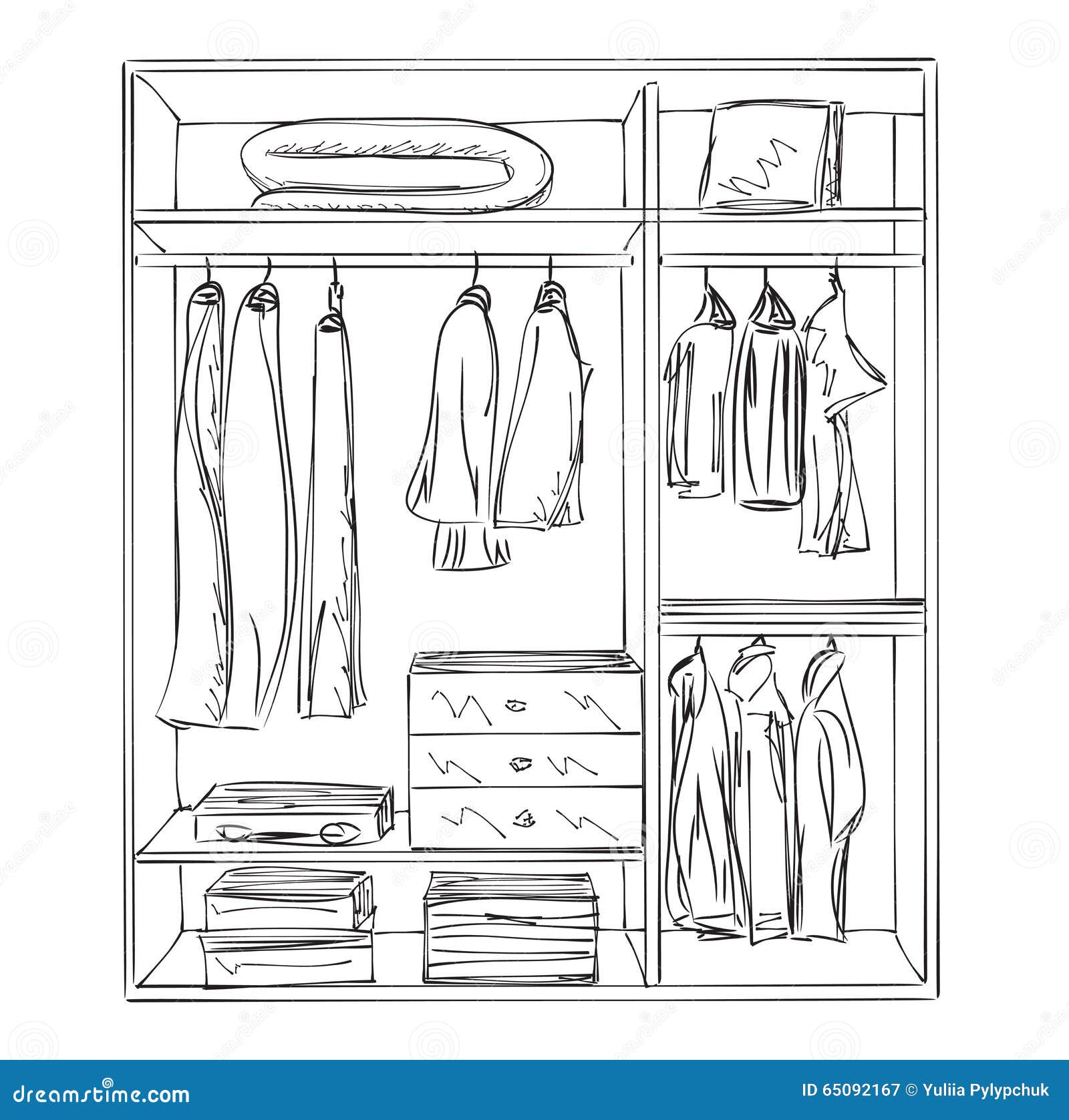 Hand drawn wardrobe sketch stock vector. Illustration of open - 65092167