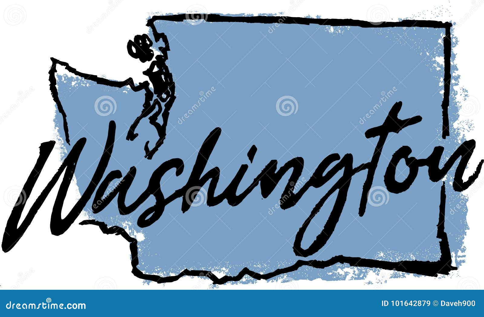Hand Drawn Washington State Sketch Stock Vector Illustration of