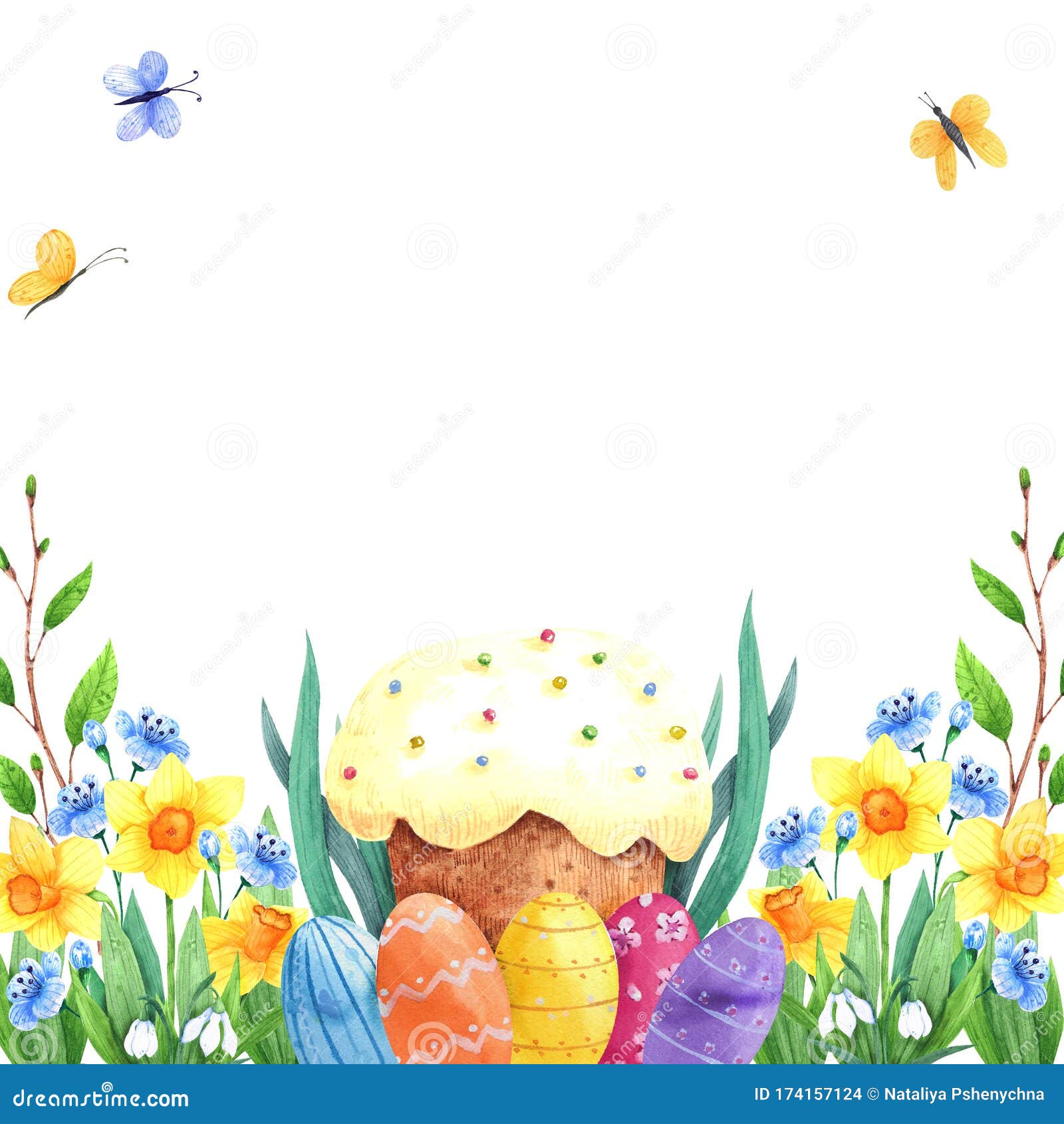 Hand Drawn Watercolor Easter Illustrations Stock Illustration ...