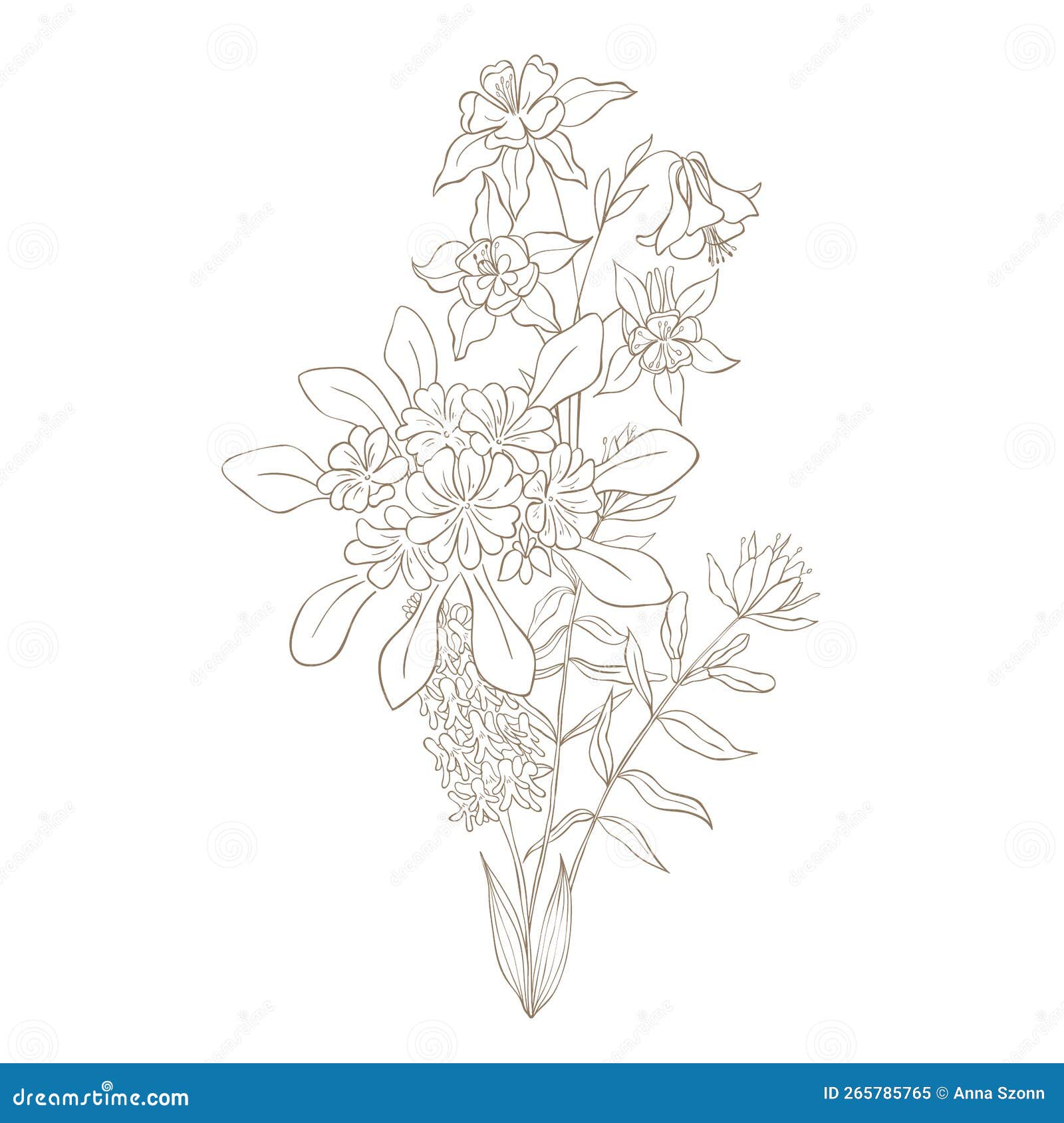 Hand Drawn Wildflower Bouquet Stock Illustration Illustration Of Forest Spring 265785765 