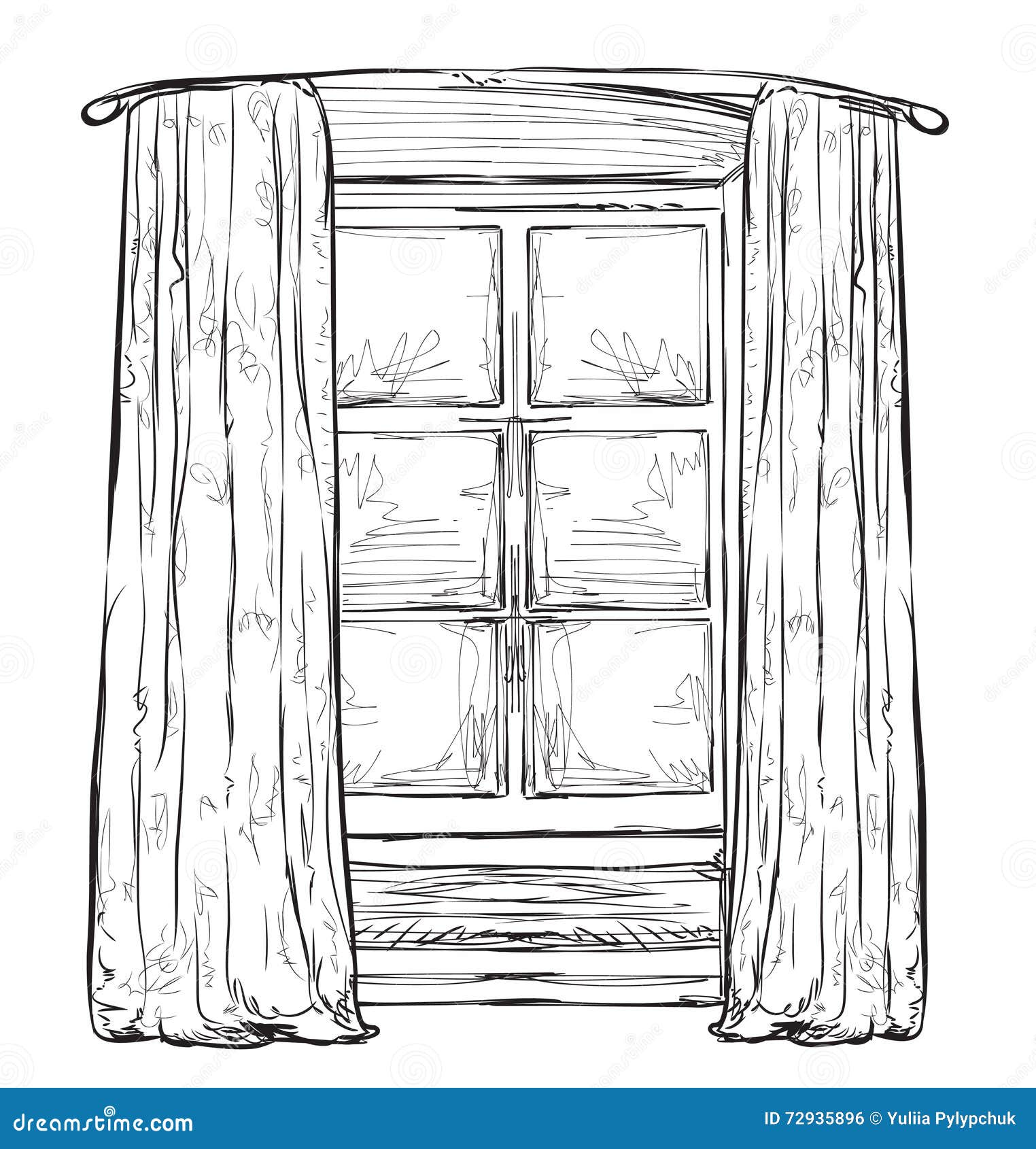 Hand drawn Windows sketch stock vector. Image of hand 