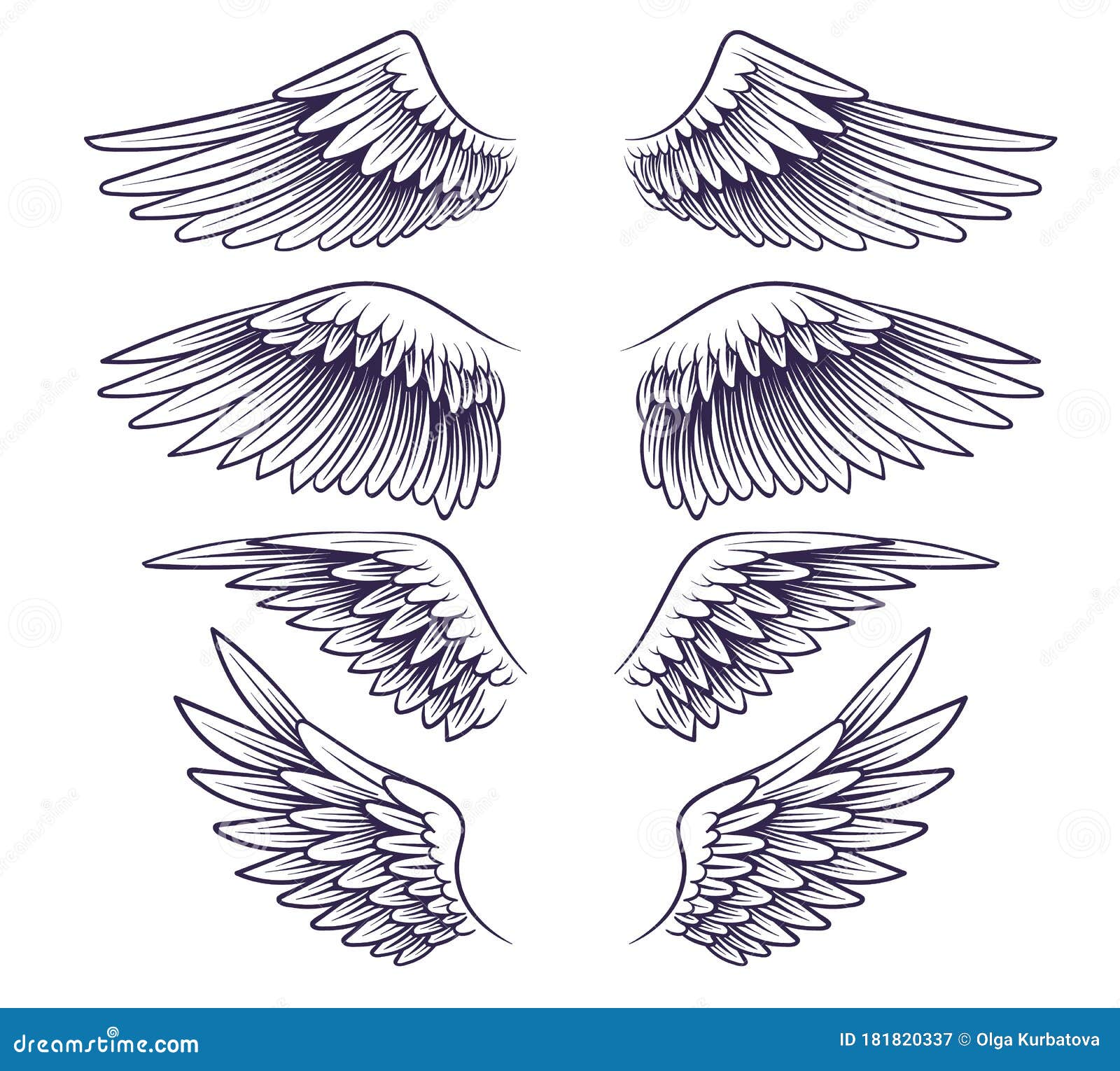 Illustration of Wings in Tattoo Style Isolated on White Background Design  Element for Logo Label Badge Sign Stock Vector  Illustration of drawing  emblem 217345446