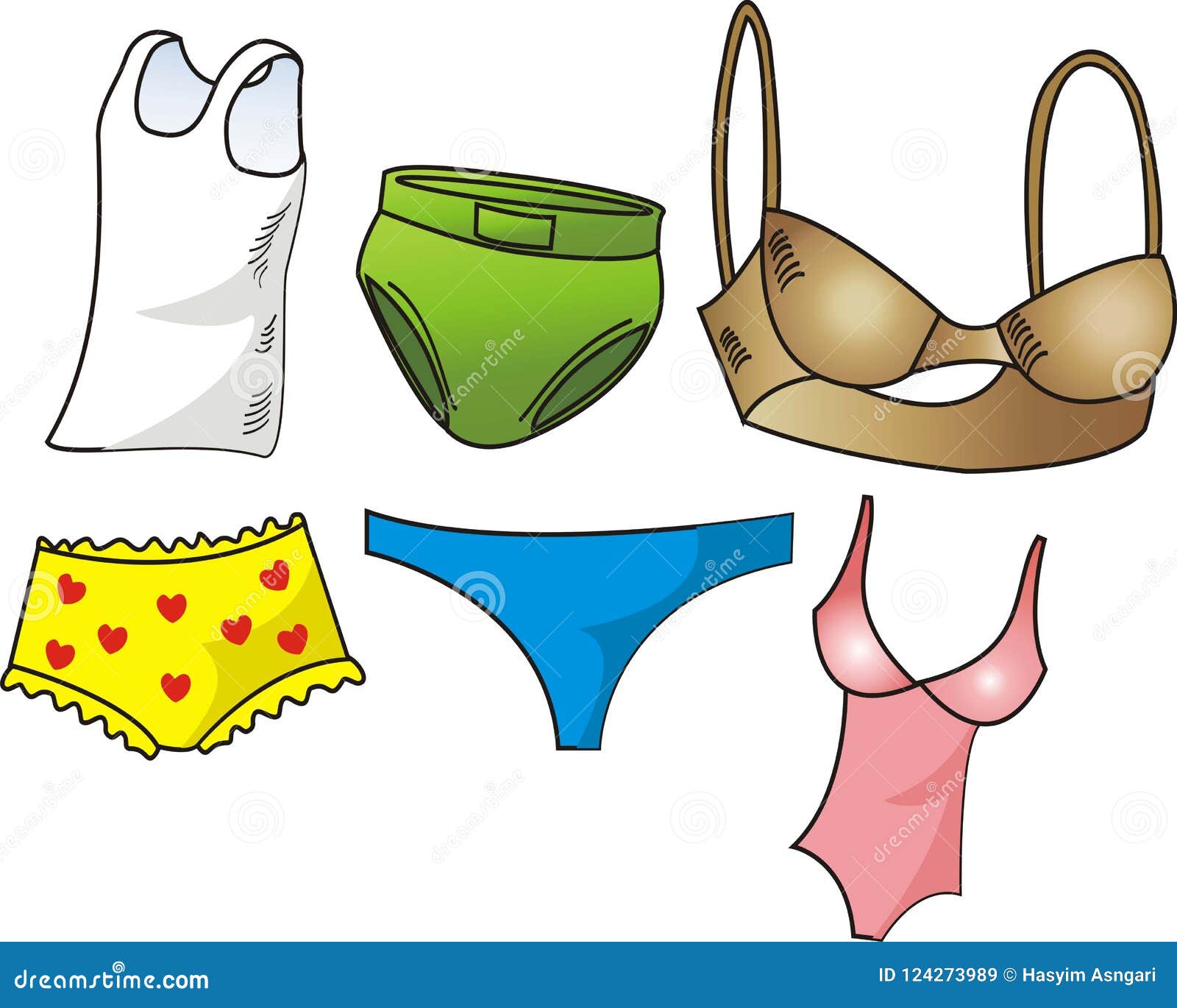 Hand Drawn Womens Underwear Icon Set Stock Vector Illustration of