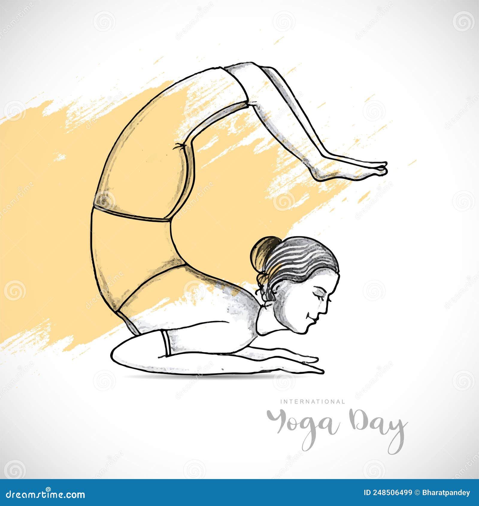 Hand Drawn Yoga Illustrations of Postures and Poses Sketch Design Stock Illustration