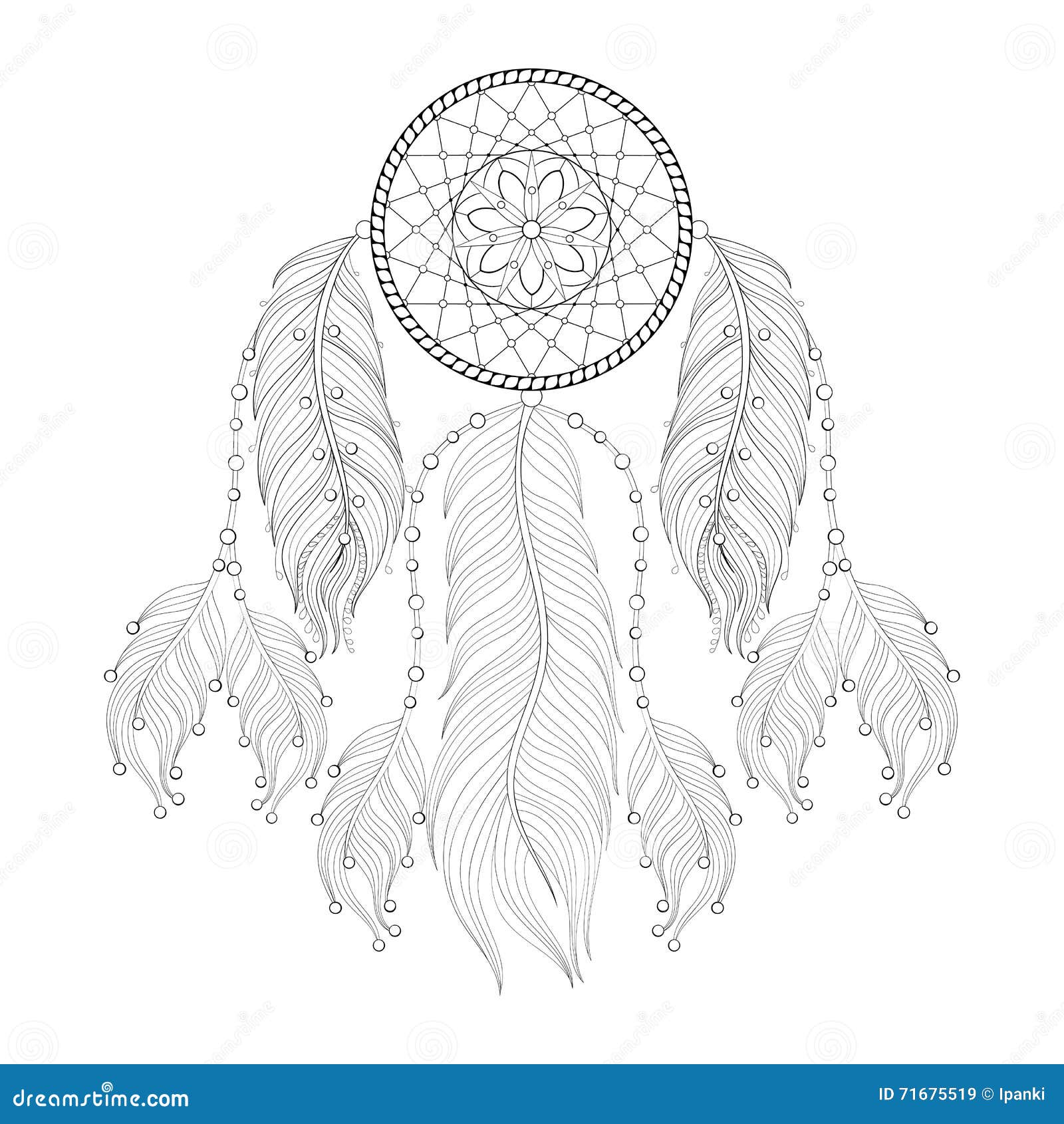 hand drawn zentangle dream catcher mehendi mandala adul adult coloring pages post card t shirt print boho style 71675519