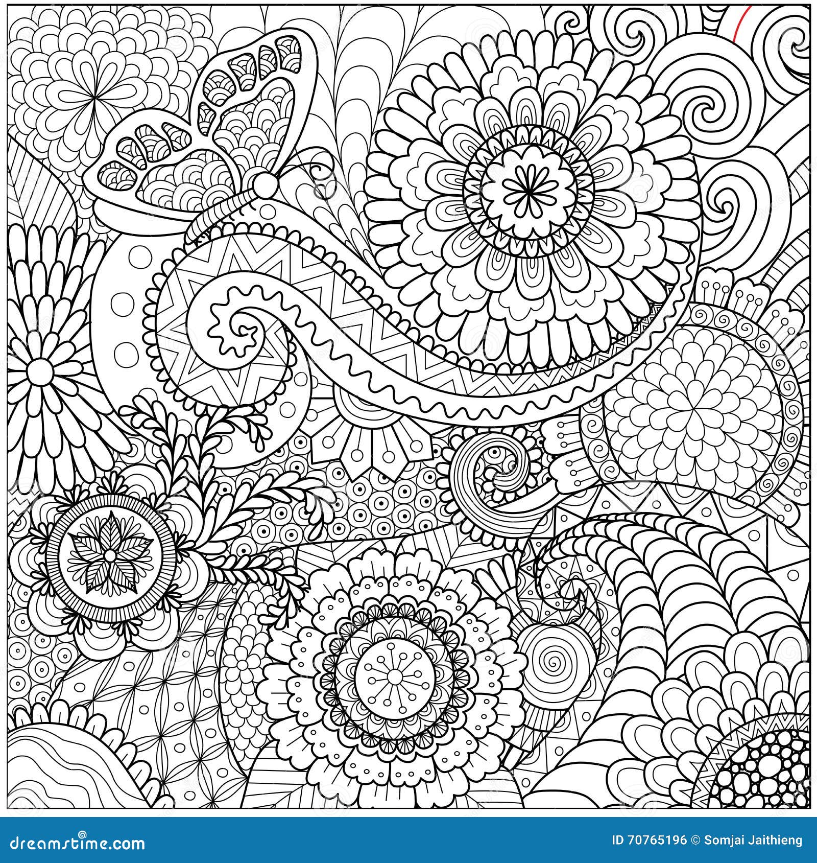 Hand Drawn Zentangle Floral Background for Coloring Page Stock Vector ...