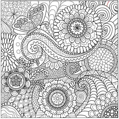 Hand Drawn Zentangle Floral Background for Coloring Page Stock Vector ...