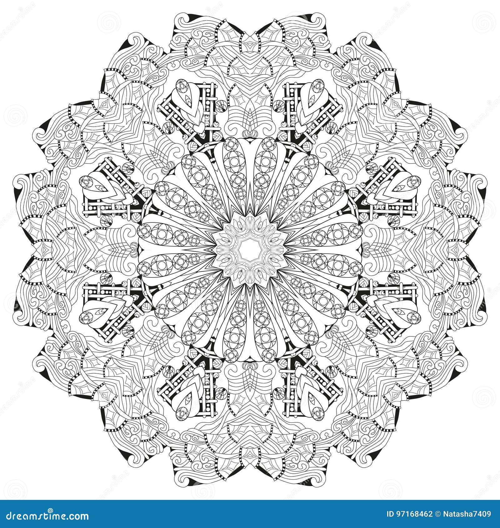 Download Hand Drawn Zentangle Mandala For Coloring Page. Stock Vector - Illustration of fabric, ethnic ...