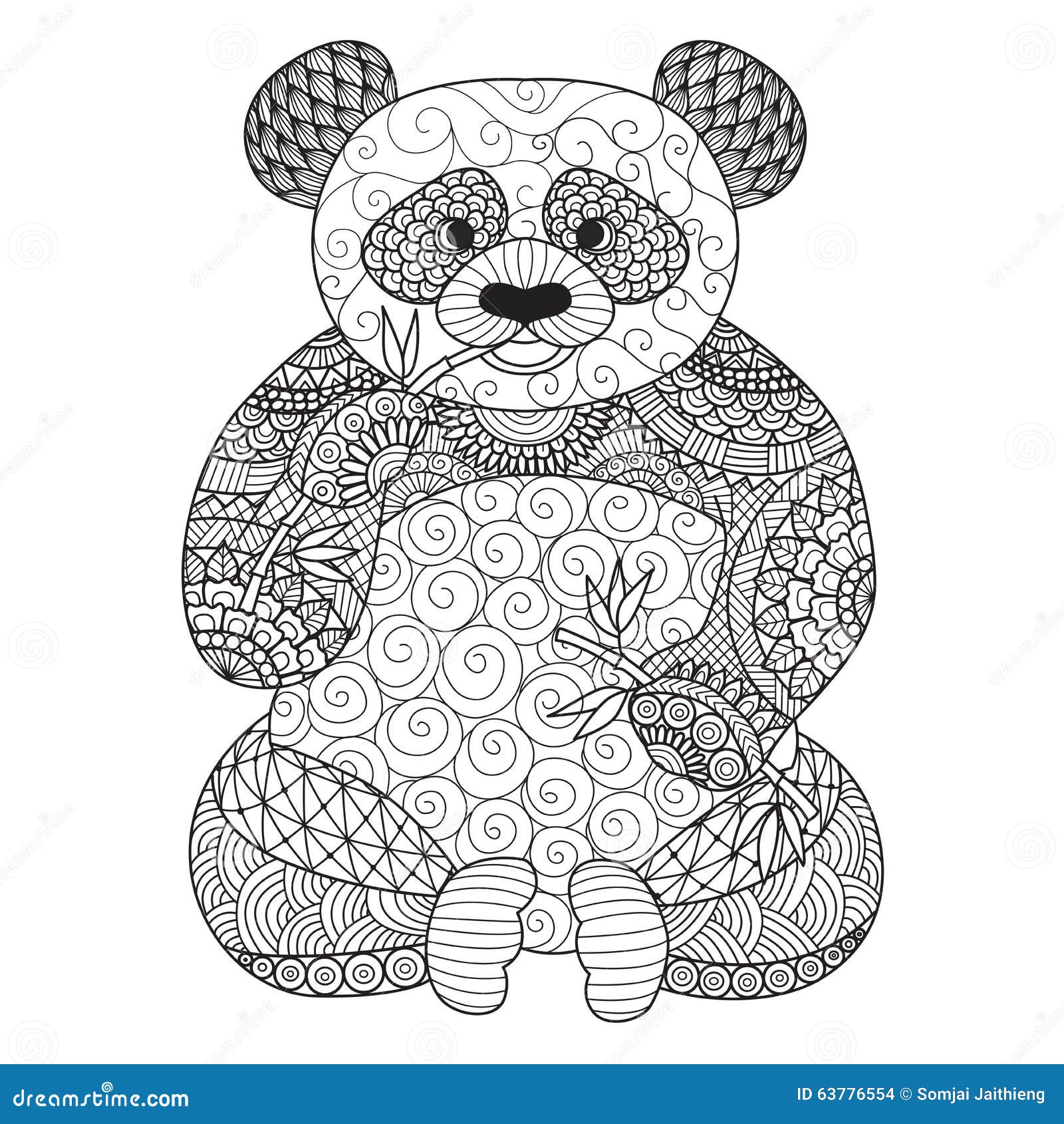Hand Drawn Zentangle Panda For Coloring Book For Adult tattoo adult