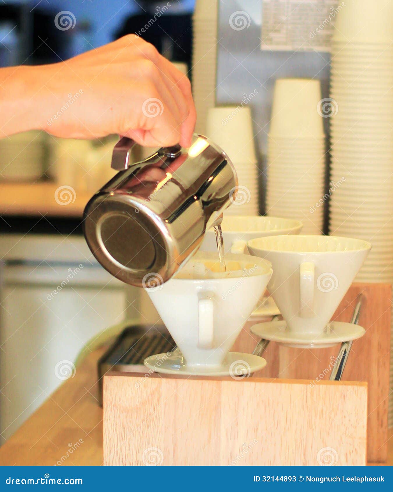 Hand drip coffee stock image. Image of cafe, ceramic 32144893