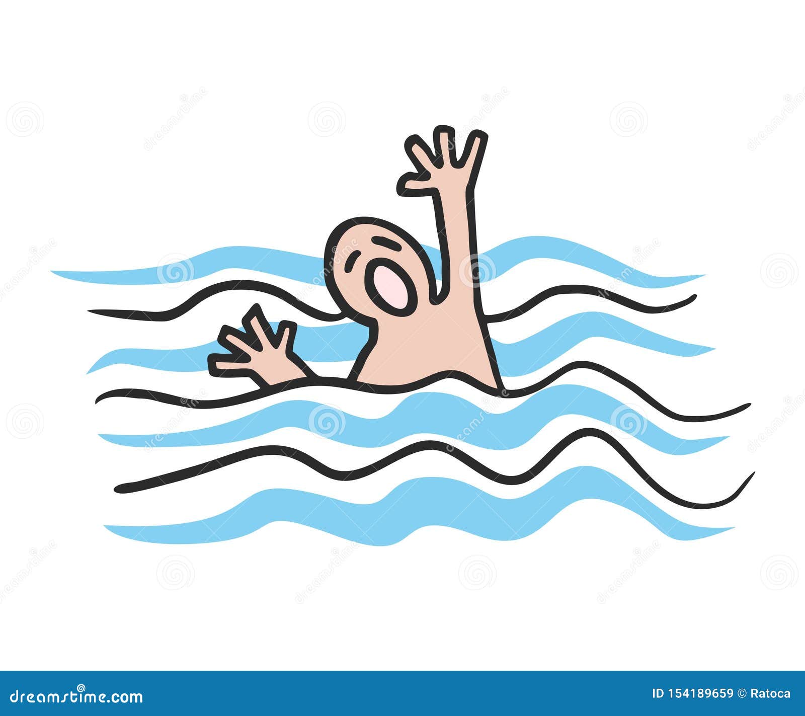 Hand drowning in water stock vector. Illustration of water - 154189659