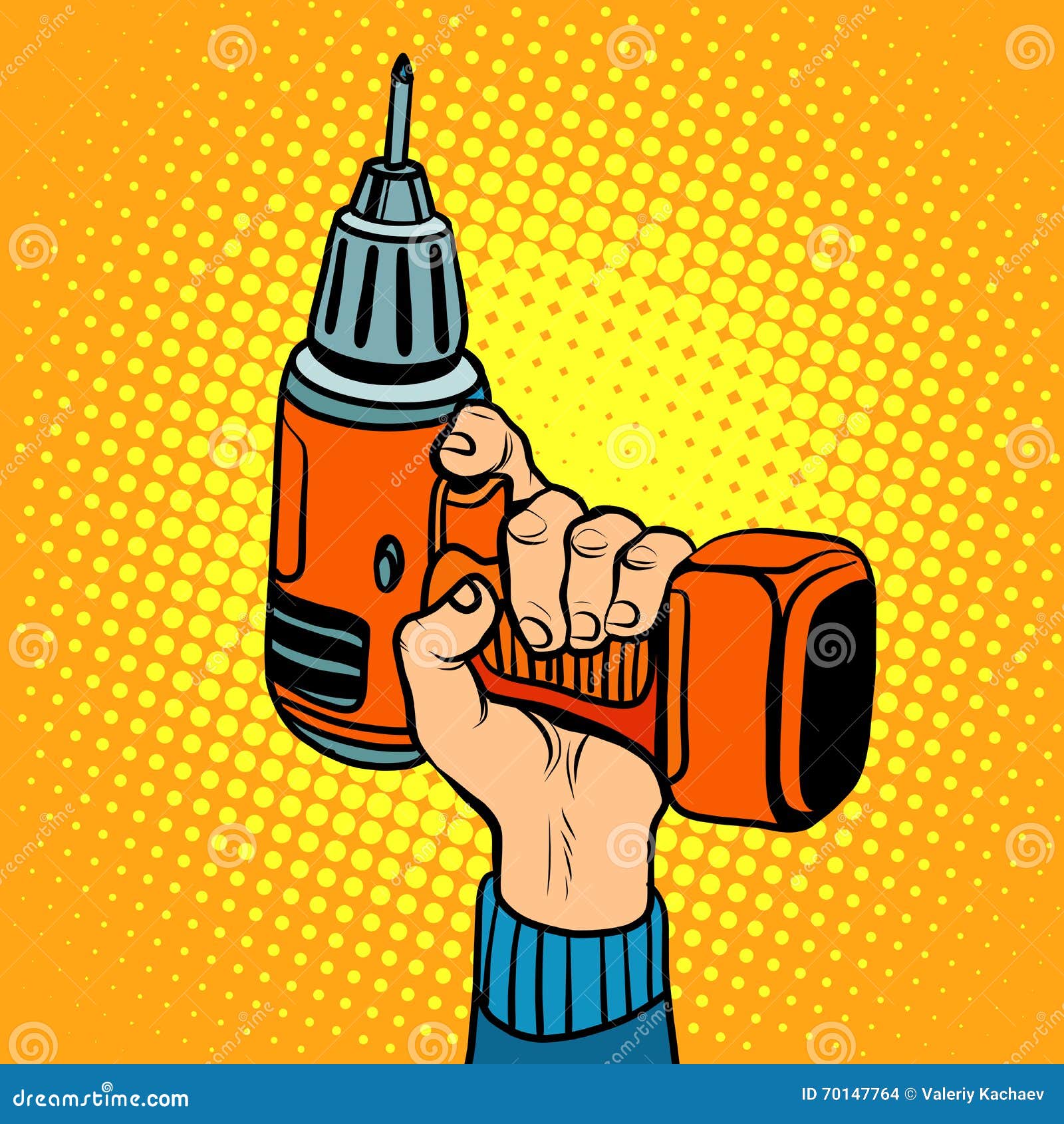 Hand with an Electric Drill Stock Vector - Illustration of retro ...