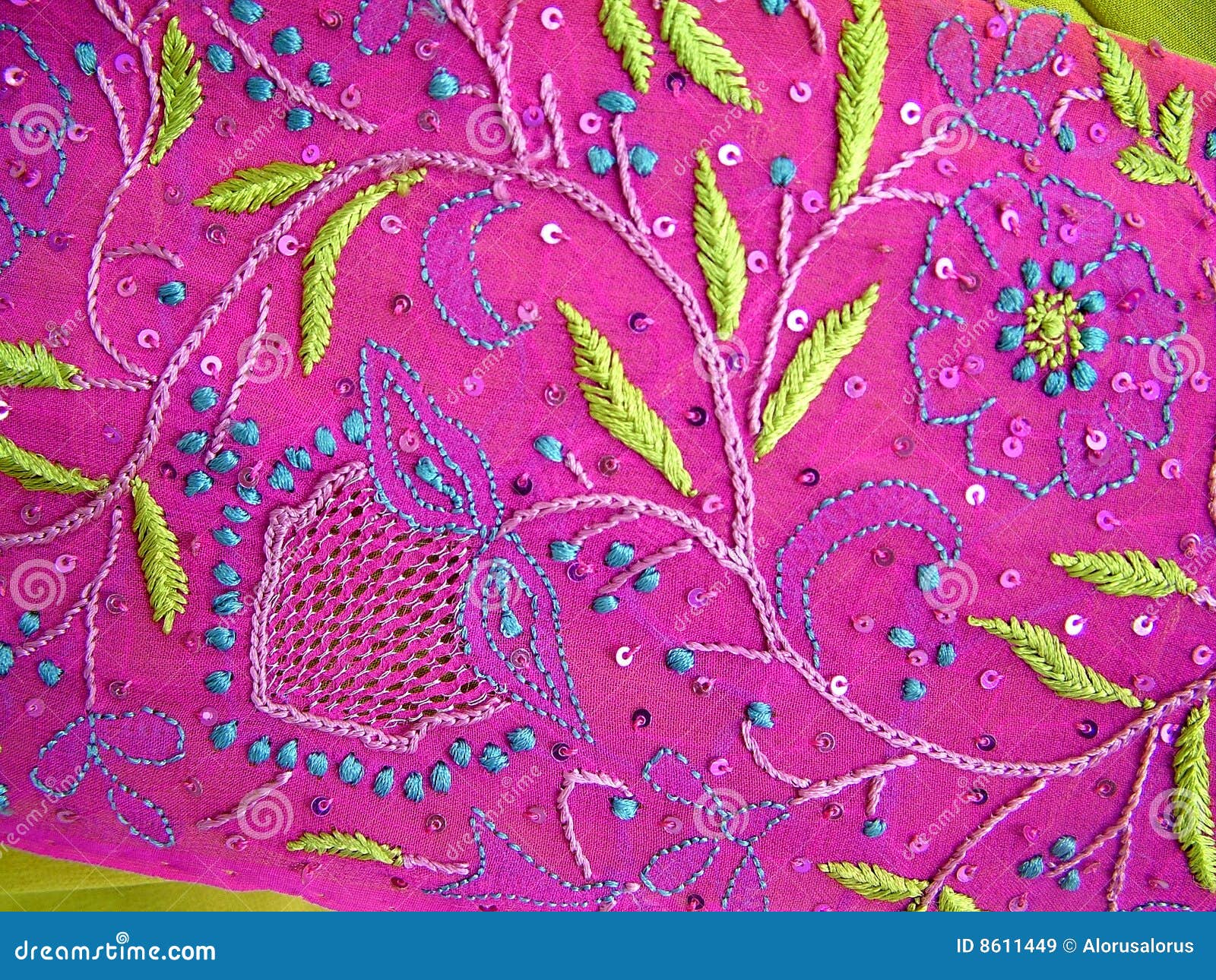 Hand Embroidery stock image. Image of pink, craft, hardwork 8611449