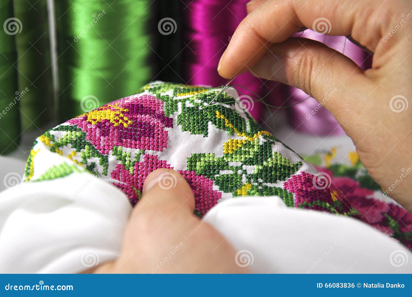 Hand embroidery ornament stock photo. Image of cross - 66083836