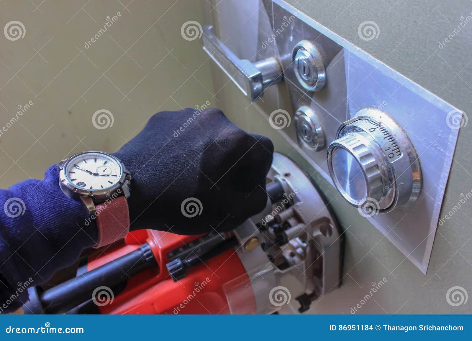 Hand Equipment and Tools Stealing a Deposit Box. Stock Photo Image of