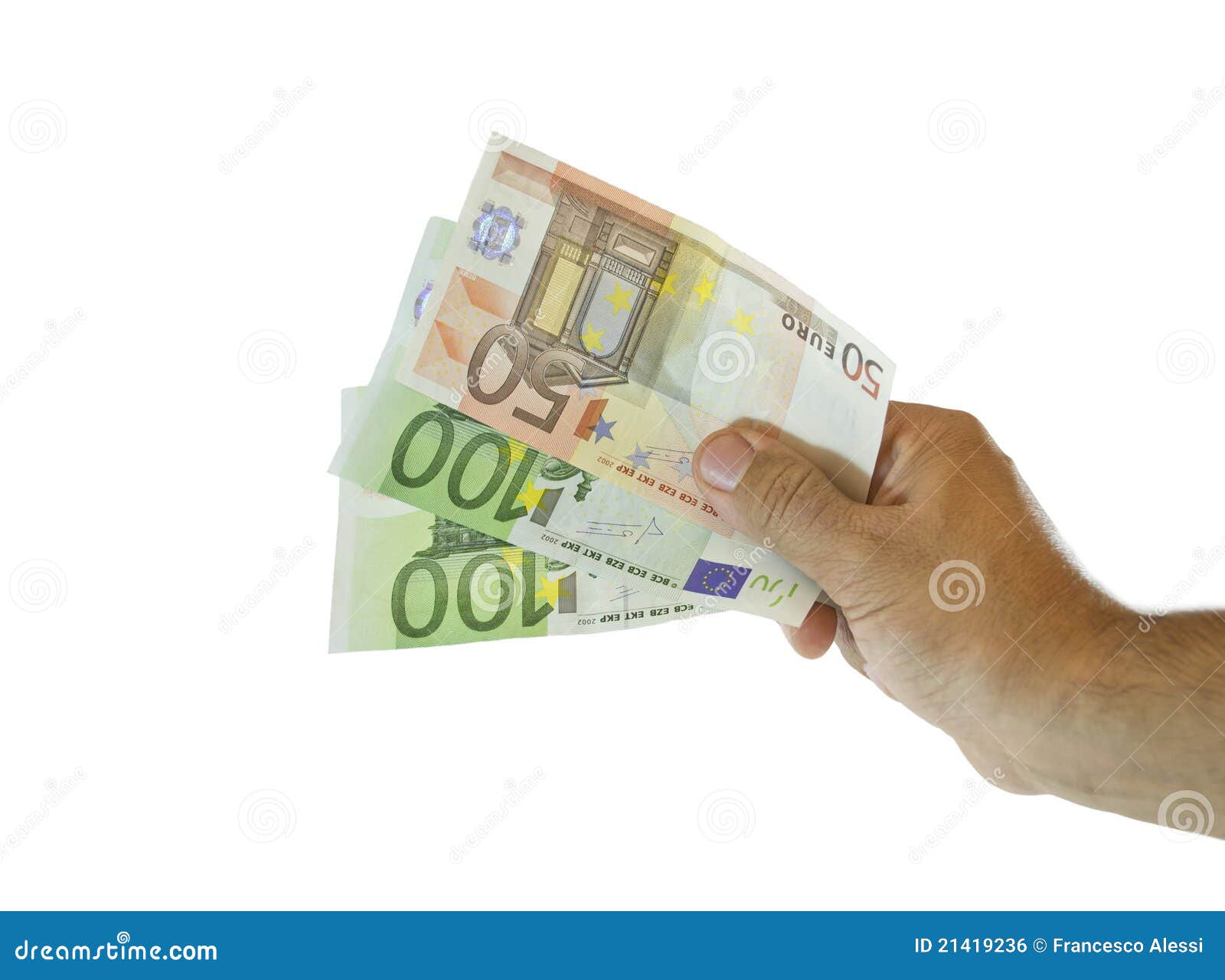 hand with euro banknotes
