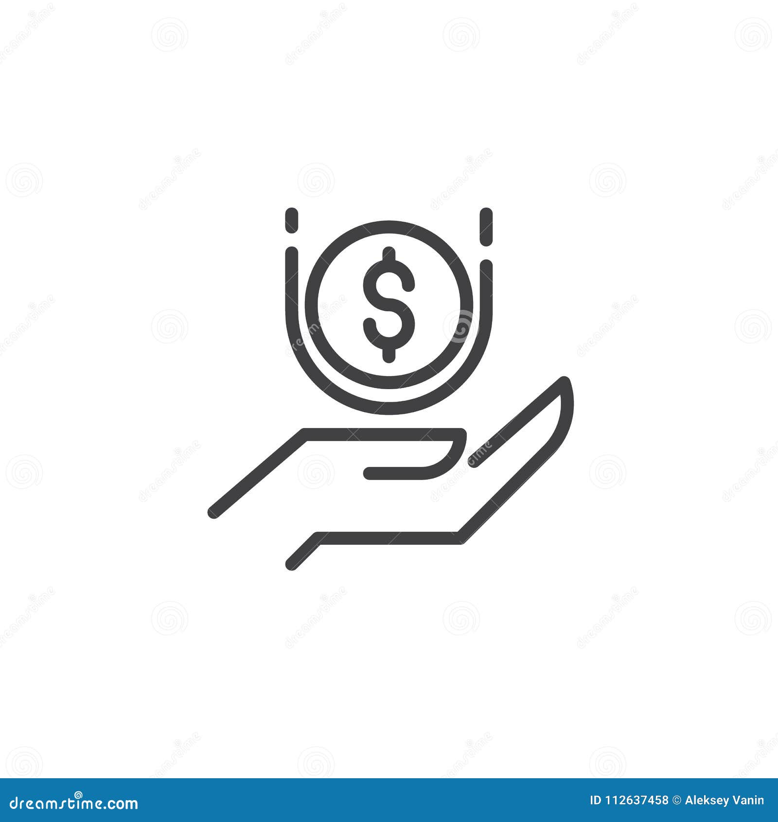 Hand With Falling Coin Outline Icon Stock Vector - 