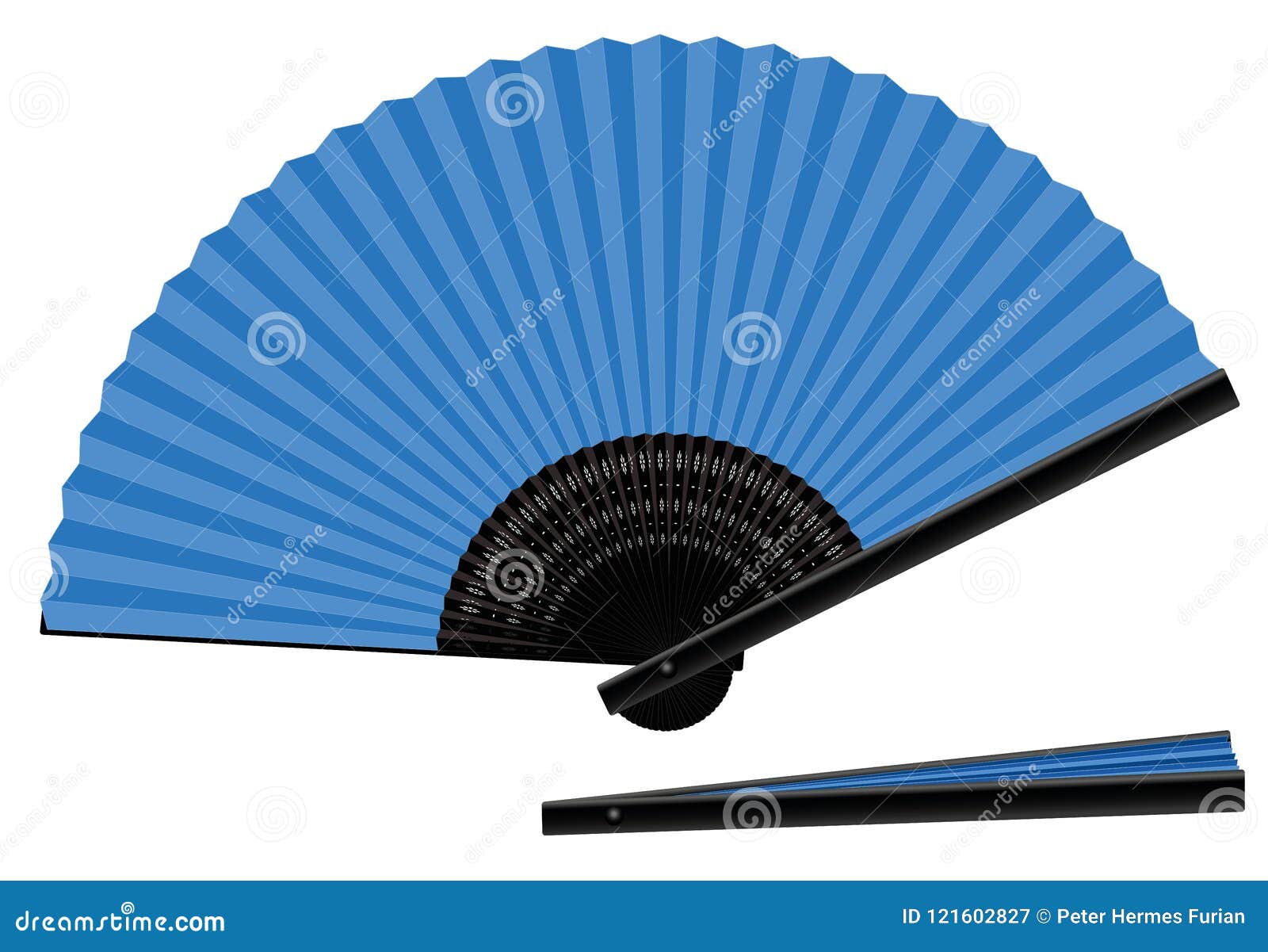 hand fan blue open closed