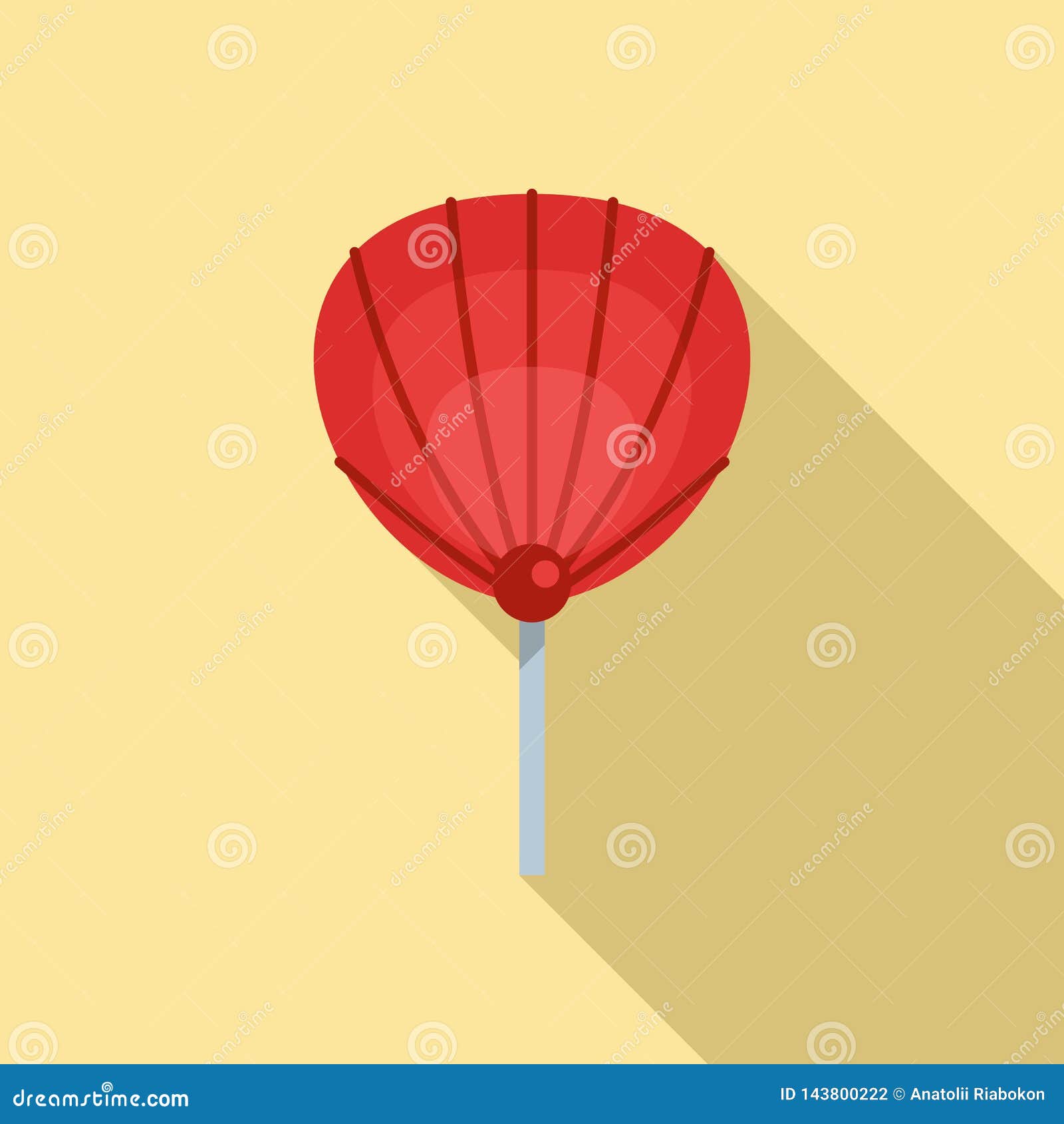 Hand Fan Stick Icon, Flat Style Stock Vector Illustration of