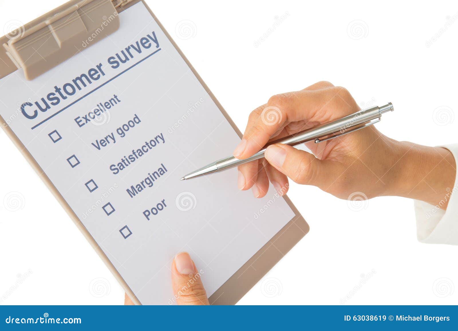 Hand Fills Out Customer Survey Stock Image - Image of customer, grade ...