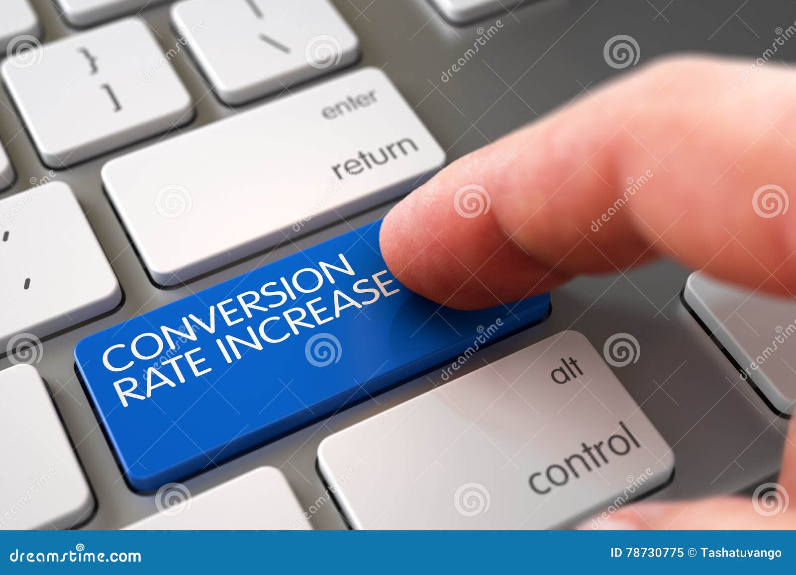 hand finger press conversion rate increase button. 3d.