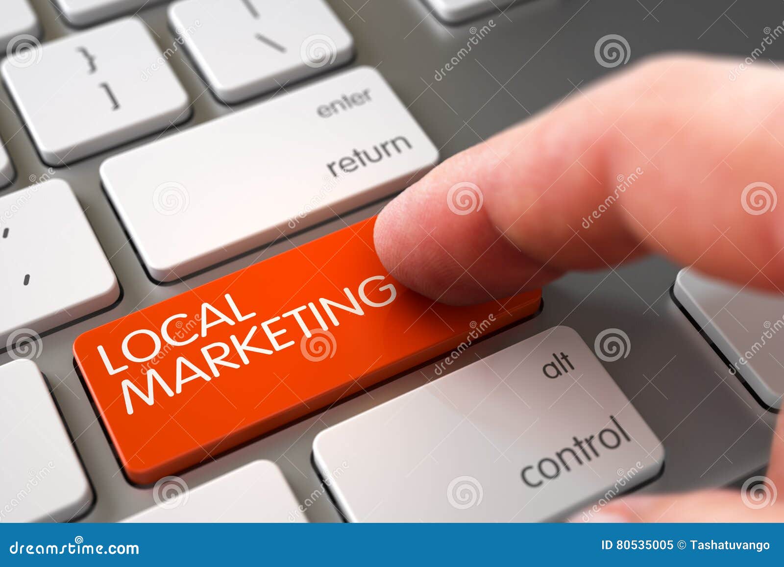 hand finger press local marketing button. 3d.