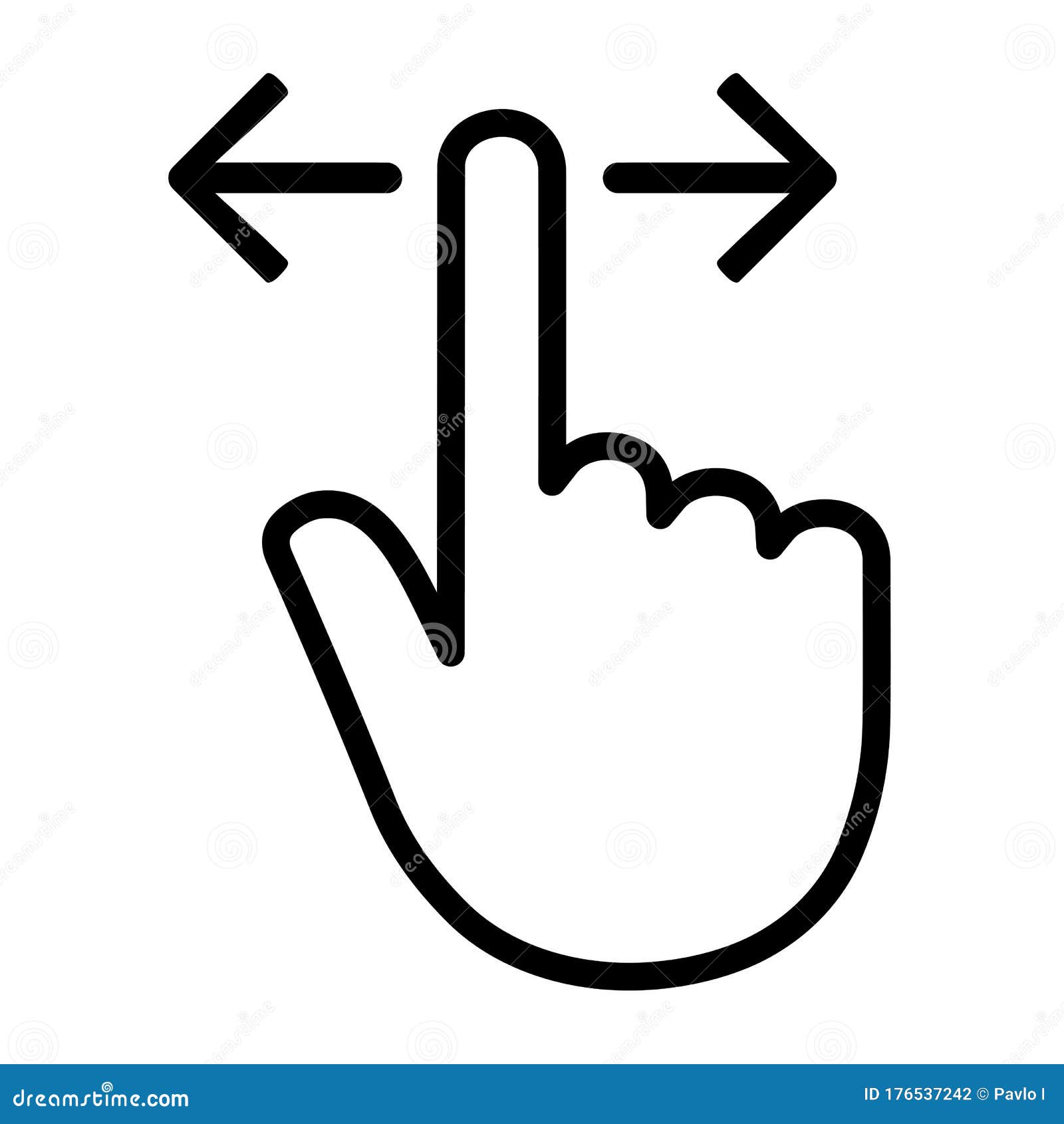 hand with finger swiping or swipe right and left gesture line icon - 