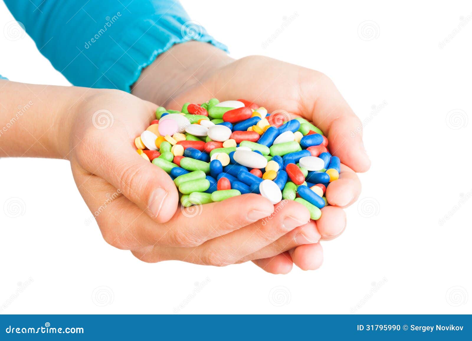 Hand full of pills stock photo. Image of concept, medical 31795990