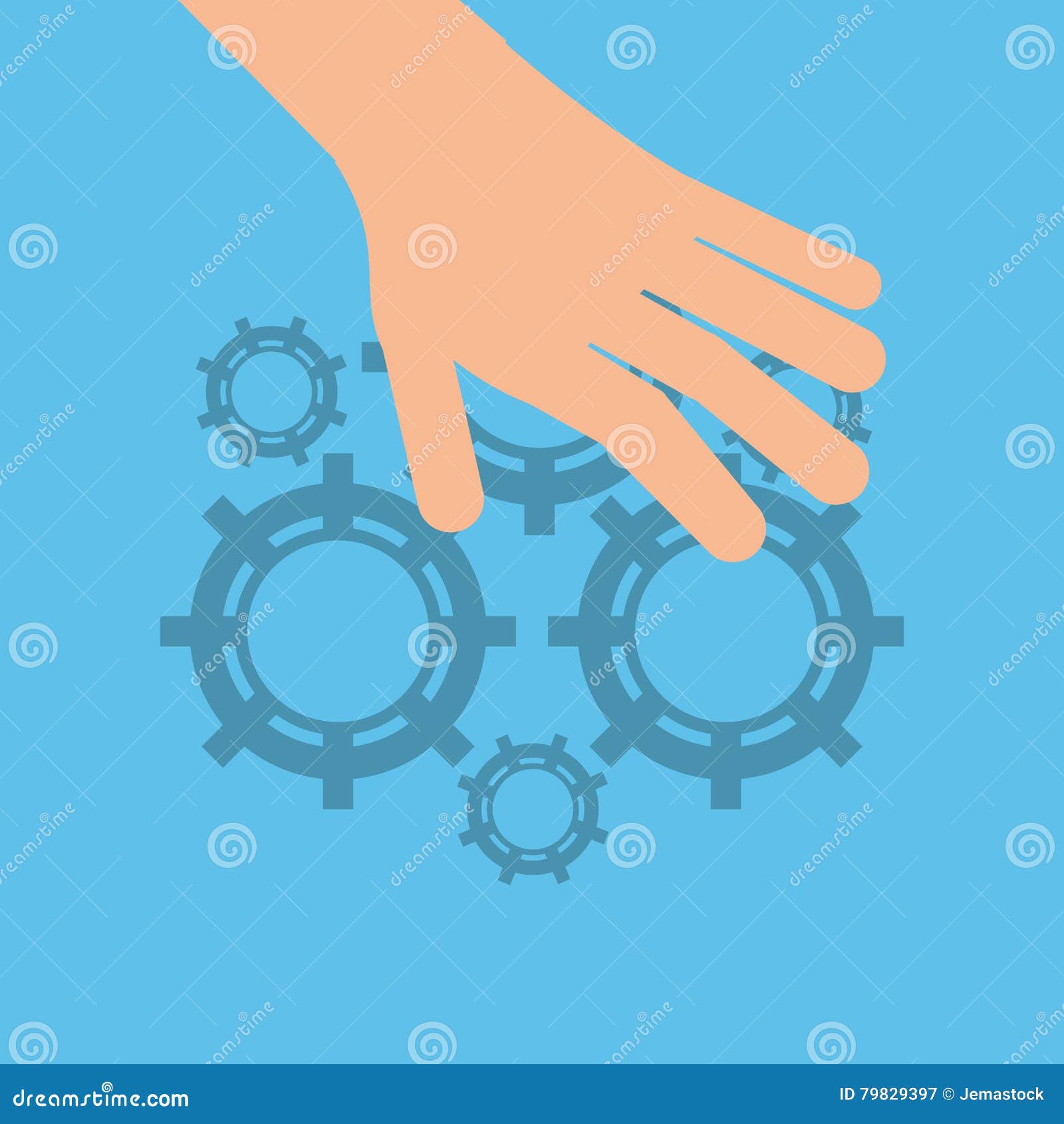 Hand and gear icons image stock illustration. Illustration of machinery