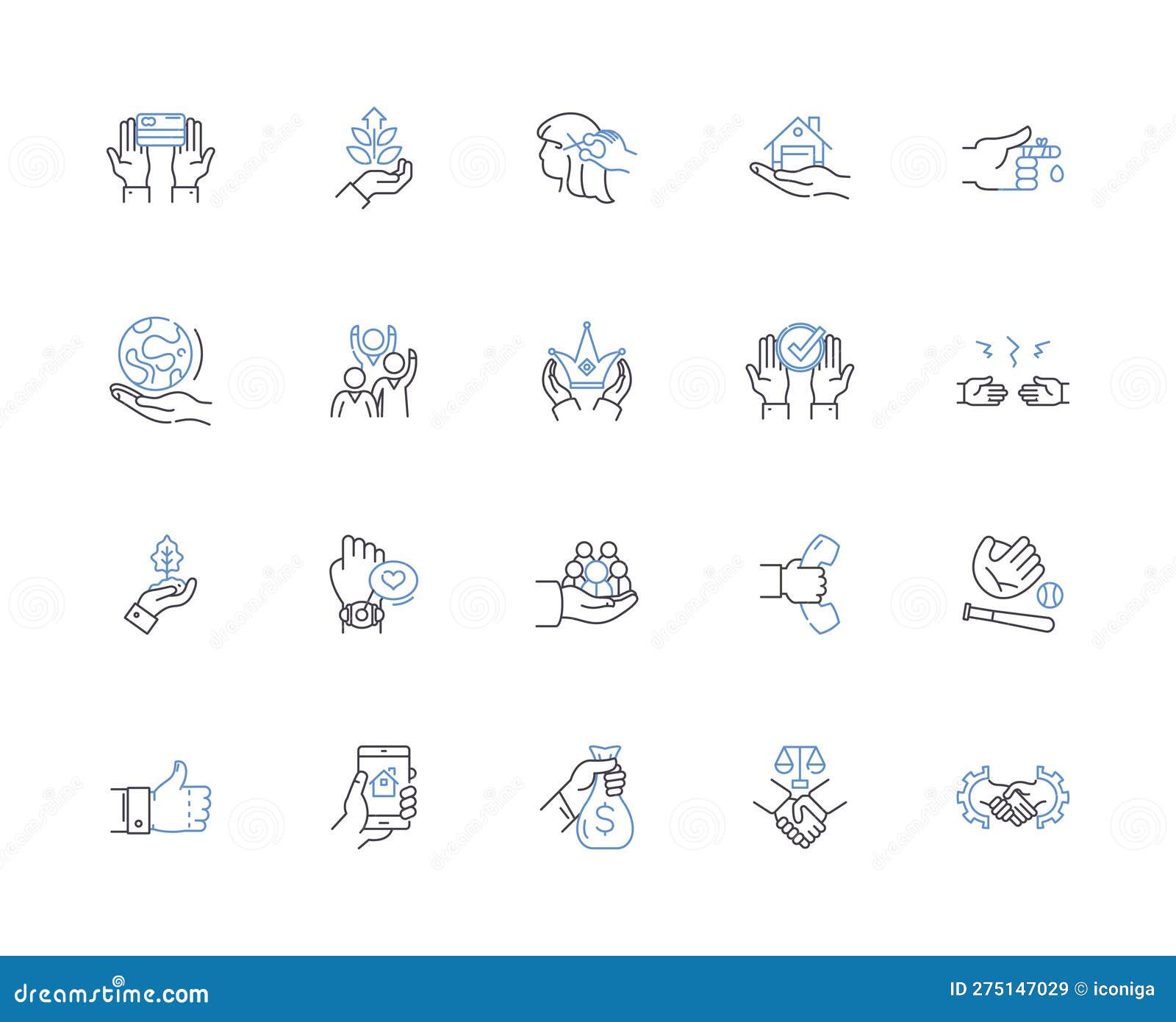 hand gesture outline icons collection. gesticulating, waving, pointing, beckoning, signaling, clapping, shaking 