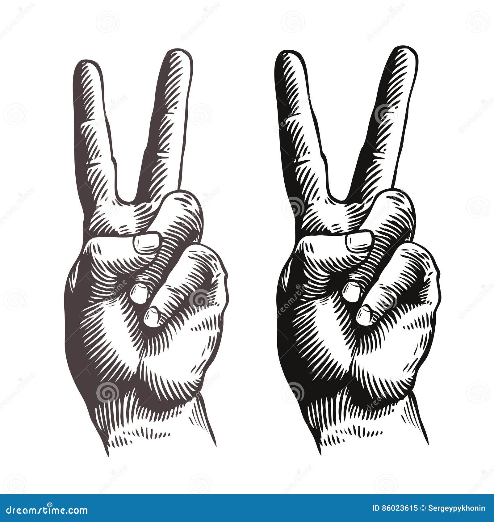 hand gesture peace sign, . sketch  
