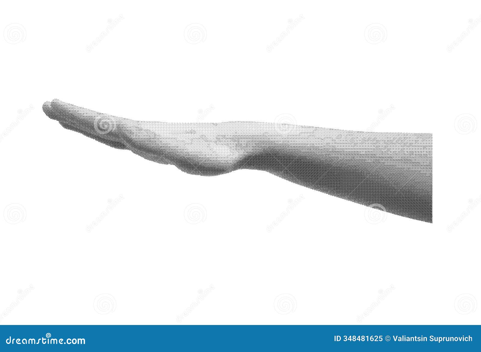 hand gesture, showing limit, limitation  on white background. halftone dotted retro style