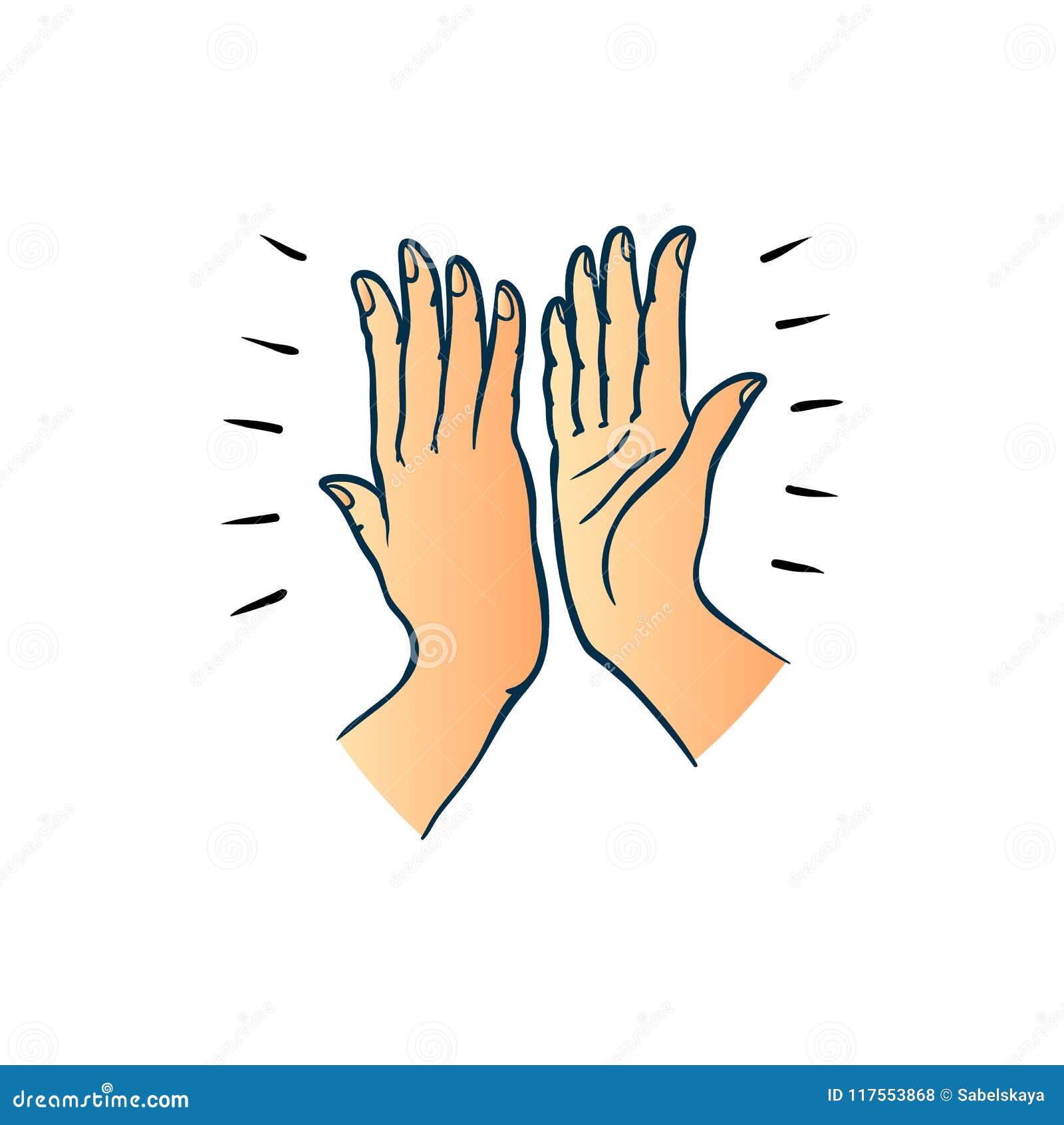 Hand Gesture of Two People Giving Each Other High Five in Sketch Style  Isolated on White Background. Stock Vector - Illustration of isolated,  group: 117553868