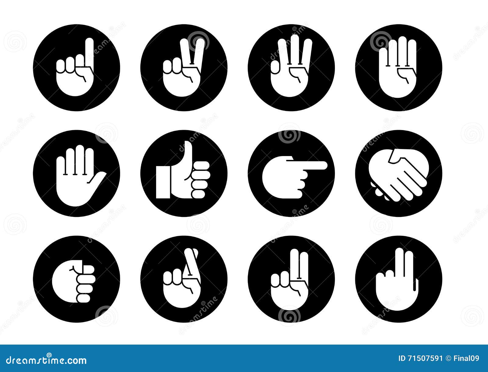 hand gestures. icons set.
