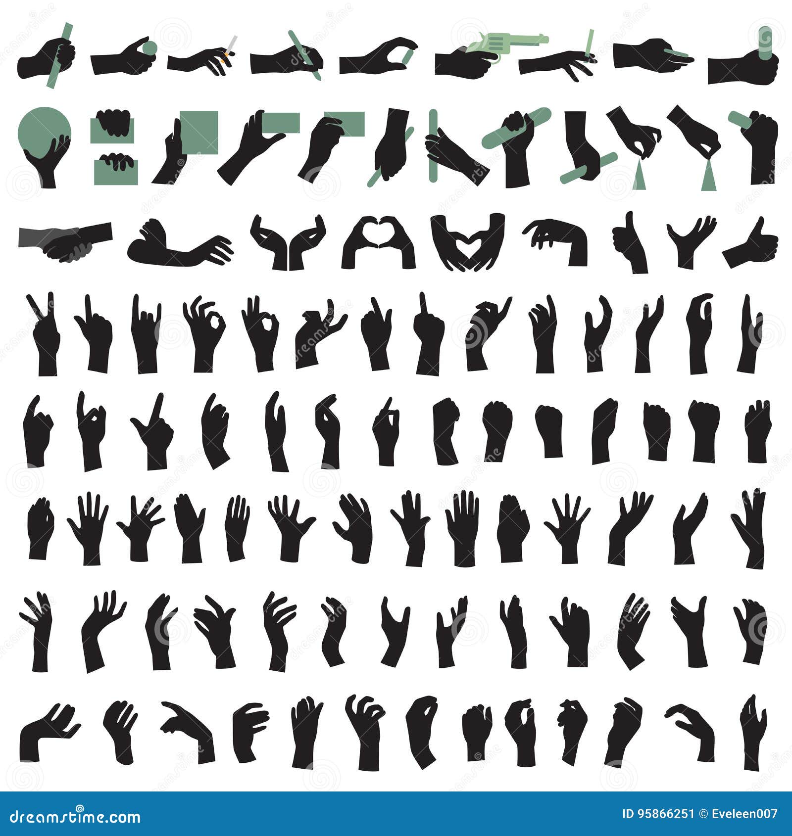 hand gestures silhouettes