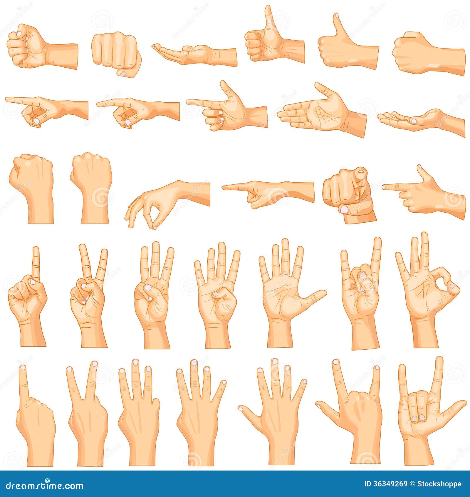 D Hands Gestures Set Cartoon Render Vector Illustration Hands Poses