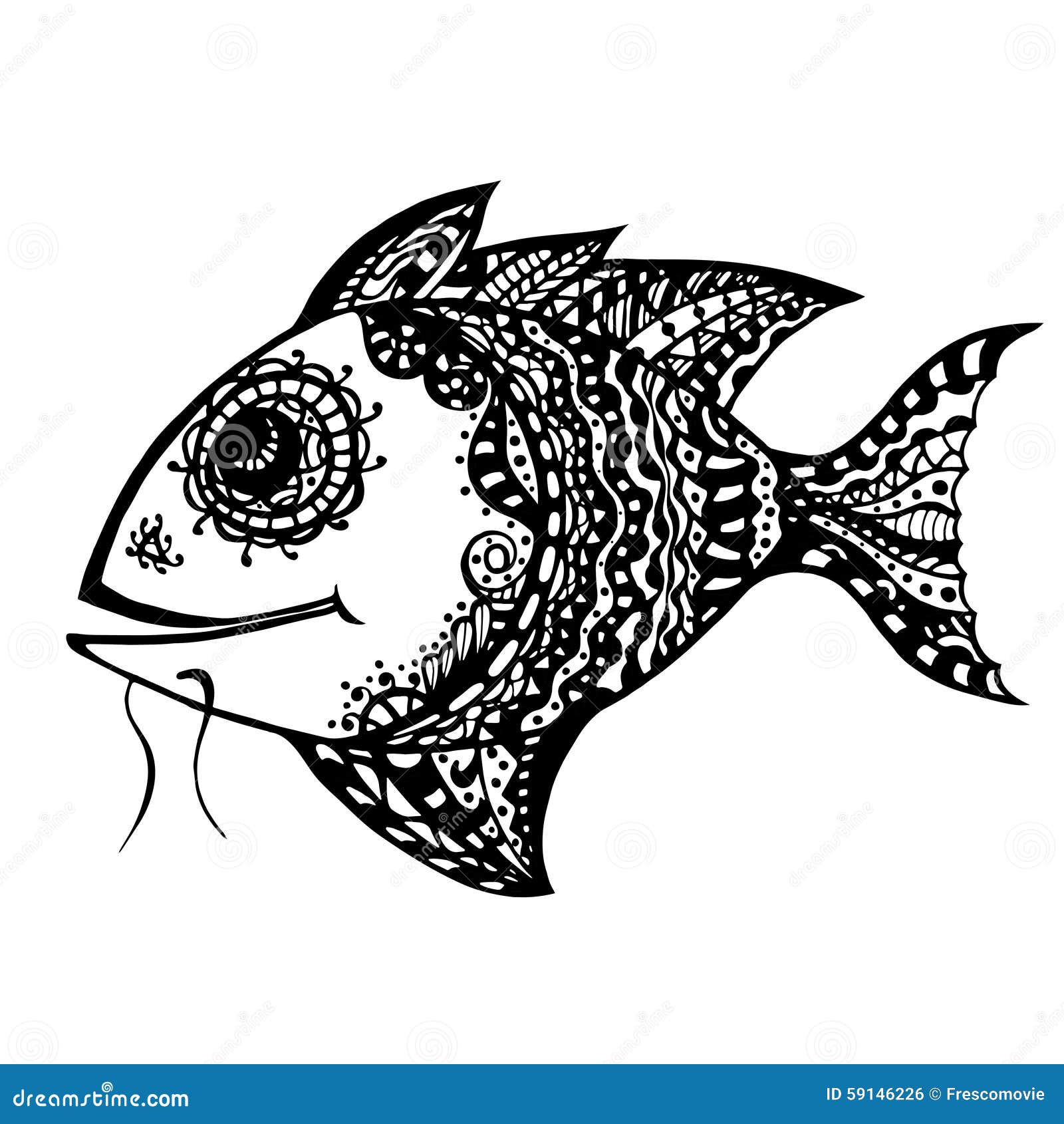Hand gezeichnete Fische vektor abbildung. Illustration von meer - 59146226