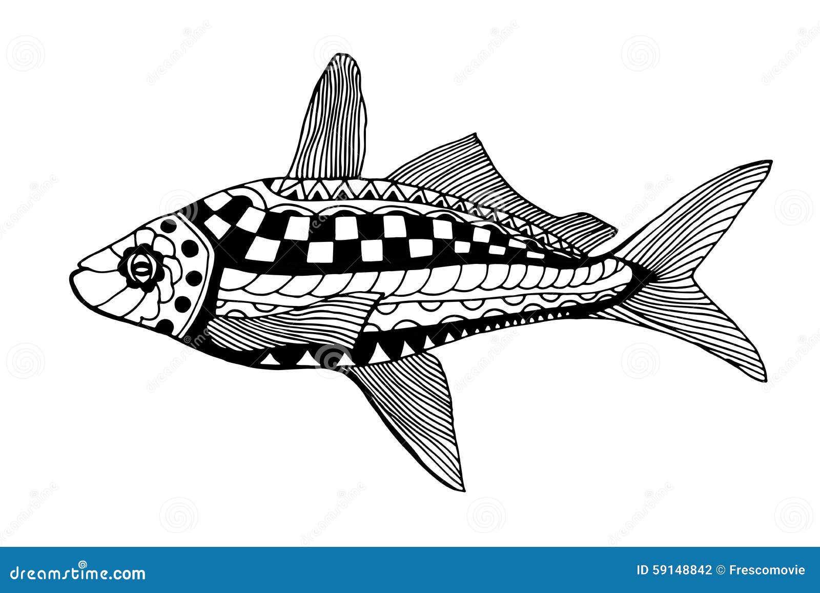 Hand gezeichnete Fische vektor abbildung. Illustration von ozean - 59148842
