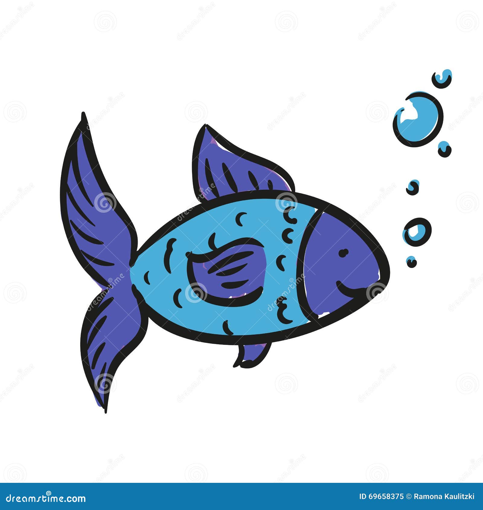 Hand gezeichnete Fische stock abbildung. Illustration von schwimmen