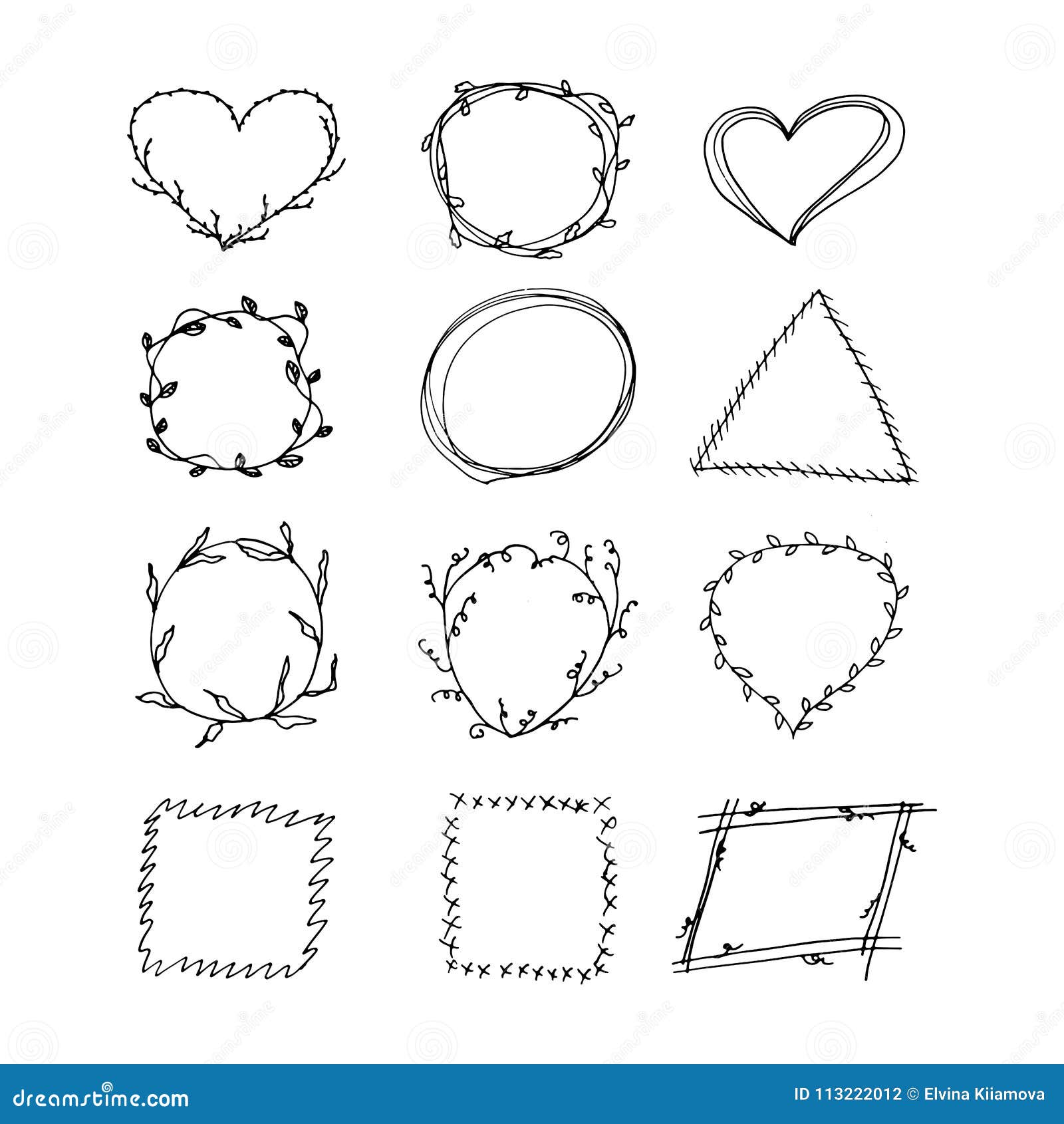 Hand Gezeichnete Rahmen Eingestellt Stock Abbildung - Illustration von