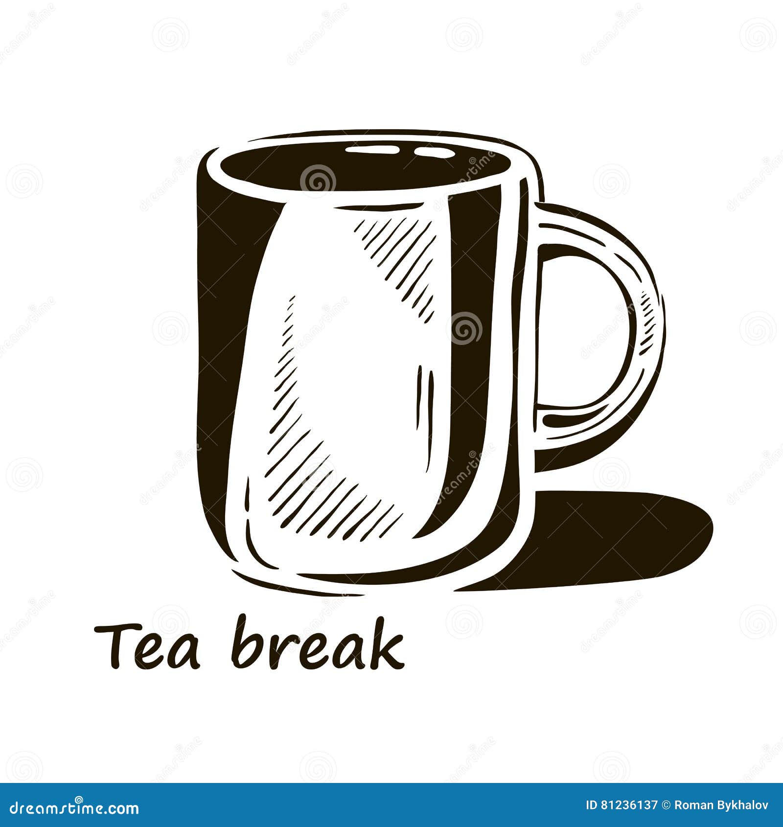 Hand Gezeichnete Tasse Tee Mit Schatten Vektor Abbildung Illustration Von Gezeichnete Schatten